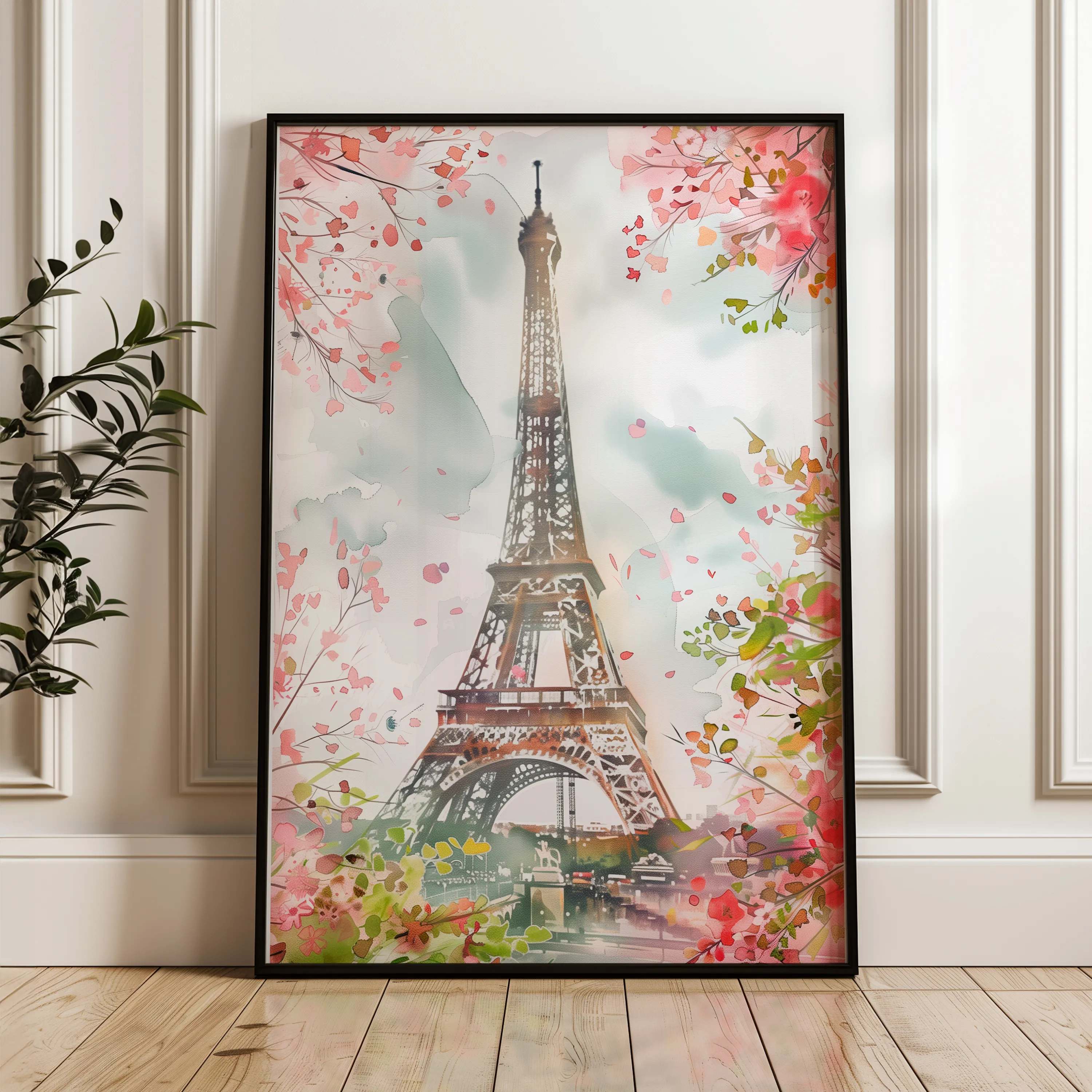 Floral 732 Canvas Art 18" x 24" / 45 x 60 cm / Black