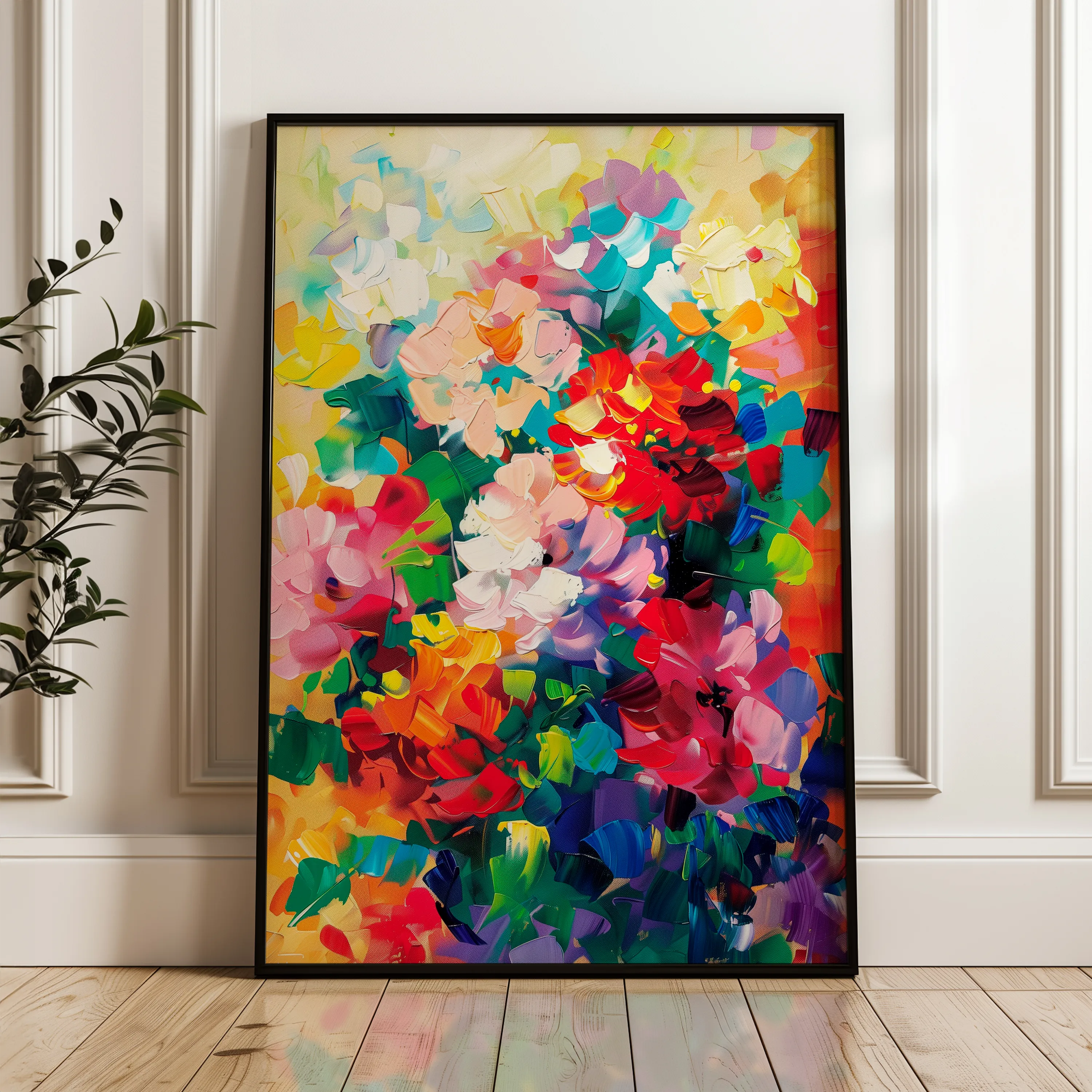 Floral 733 Canvas Art 18" x 24" / 45 x 60 cm / Black