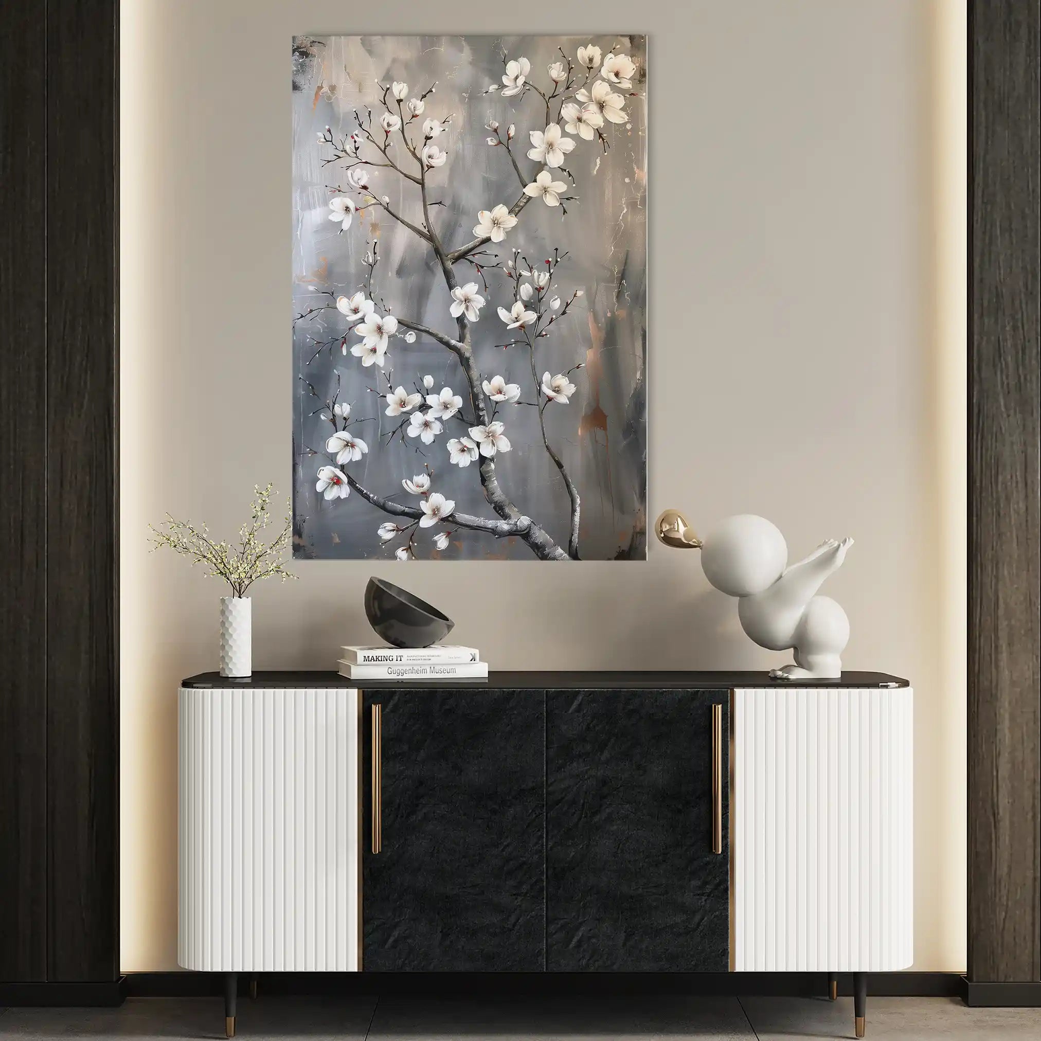 Floral 734 Canvas Art 18" x 24" / 45 x 60 cm / Black