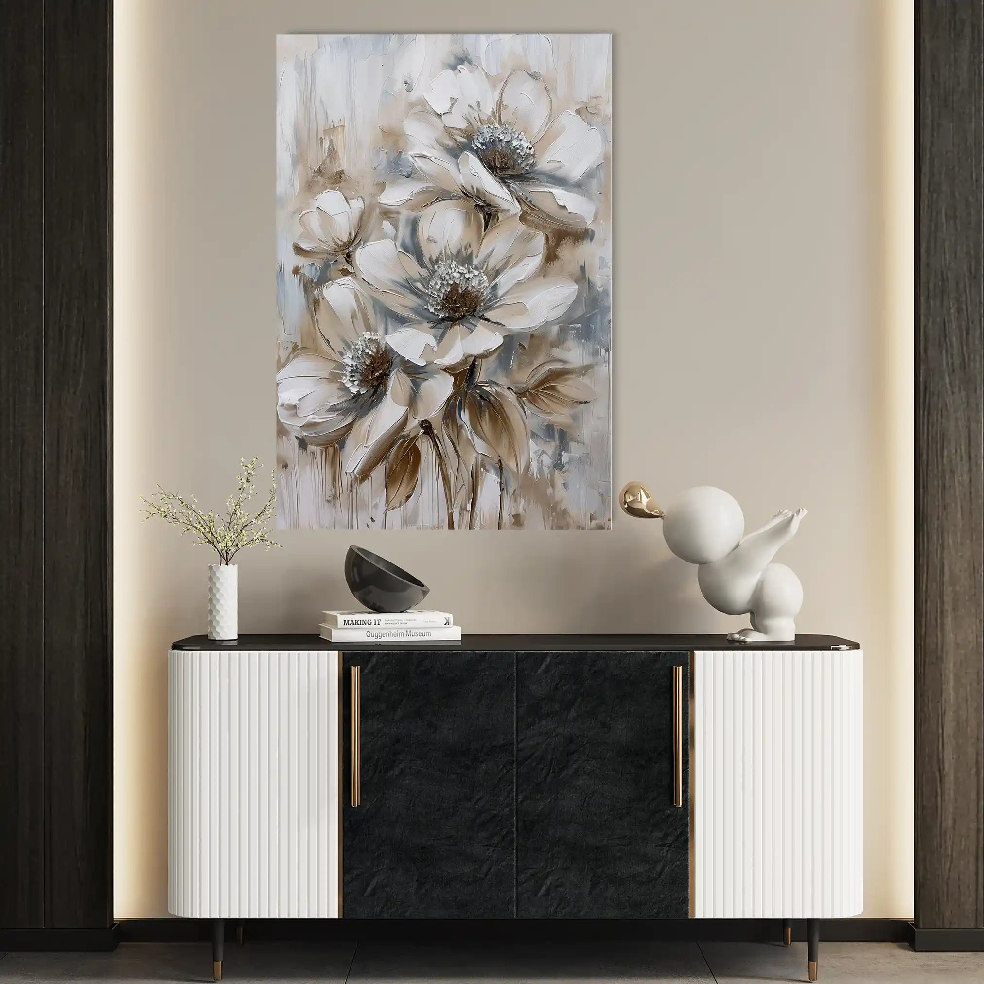 Floral 735 Canvas Art 18" x 24" / 45 x 60 cm / Black