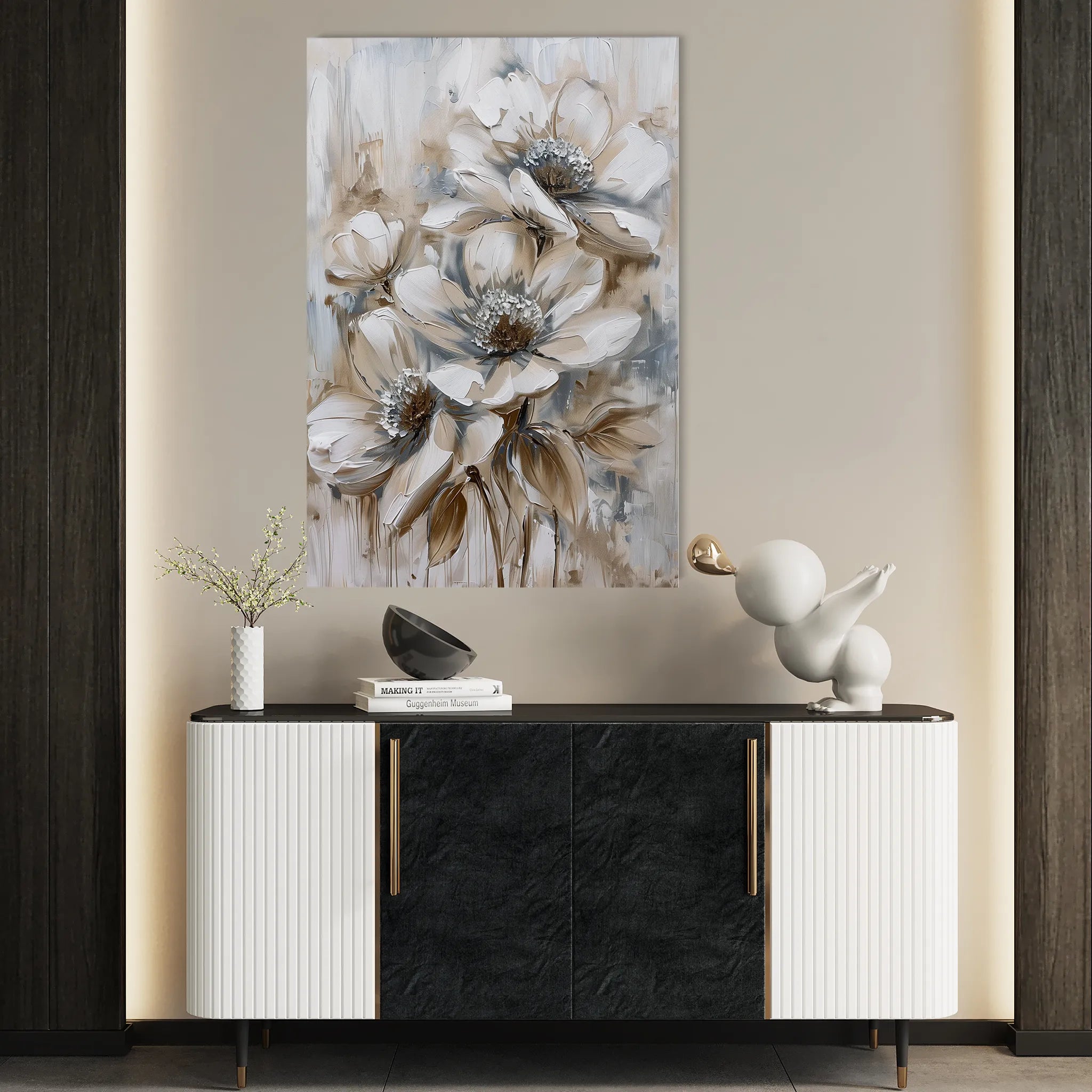 Floral 735 Canvas Art 18" x 24" / 45 x 60 cm / Black
