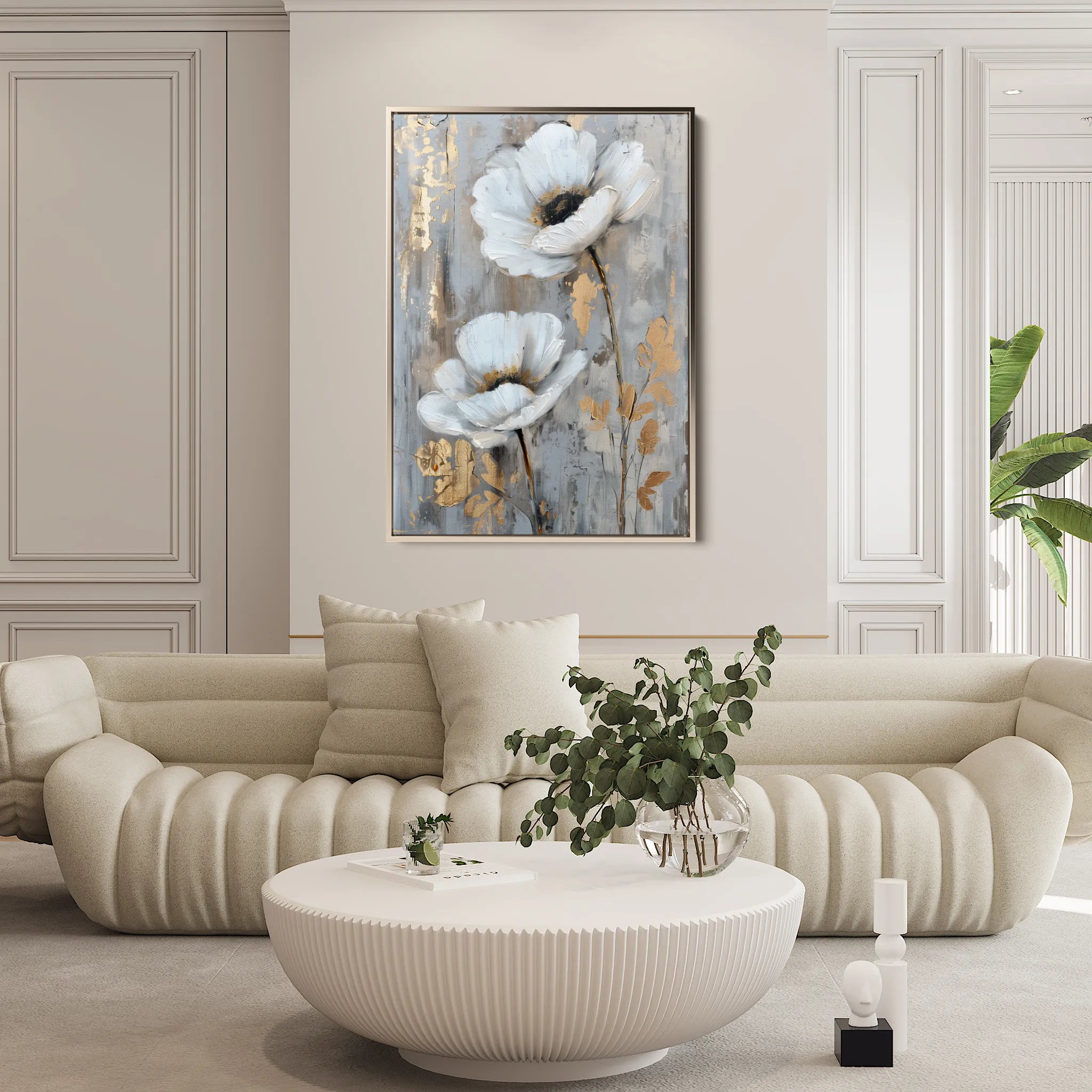 Floral 736 Canvas Art 18" x 24" / 45 x 60 cm / Black