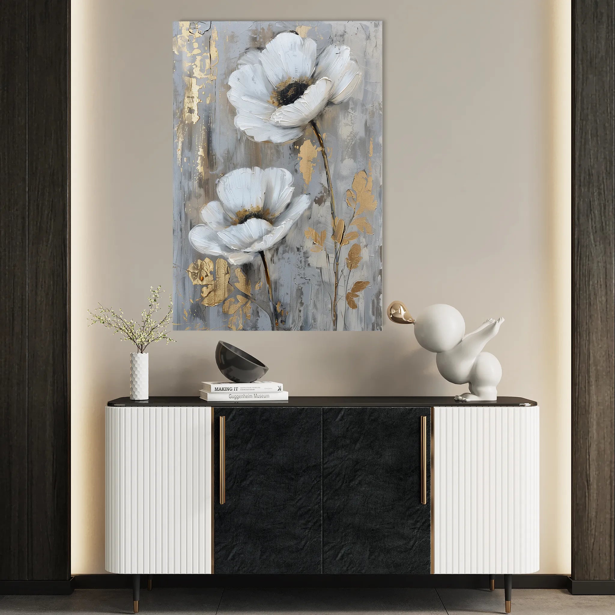 Floral 736 Canvas Art 18" x 24" / 45 x 60 cm / Black