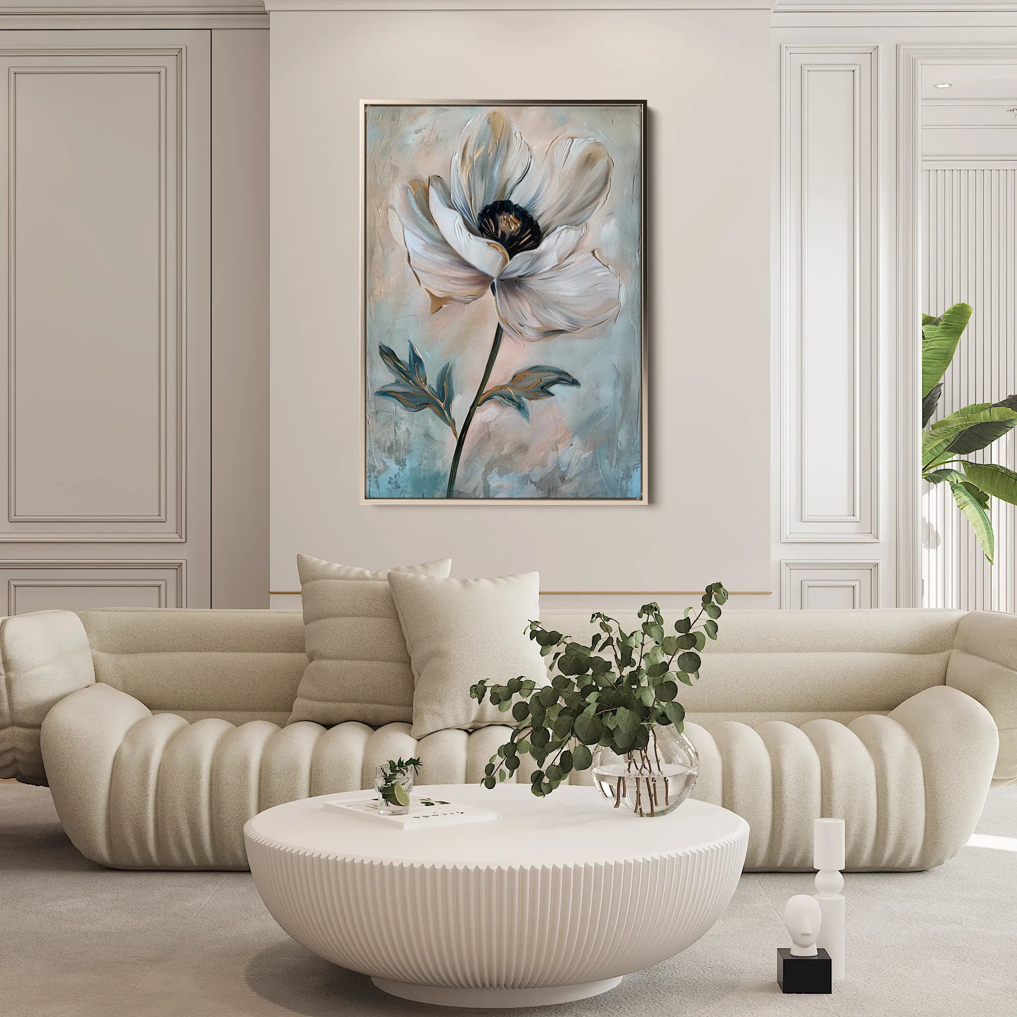 Floral 737 Canvas Art 18" x 24" / 45 x 60 cm / Black