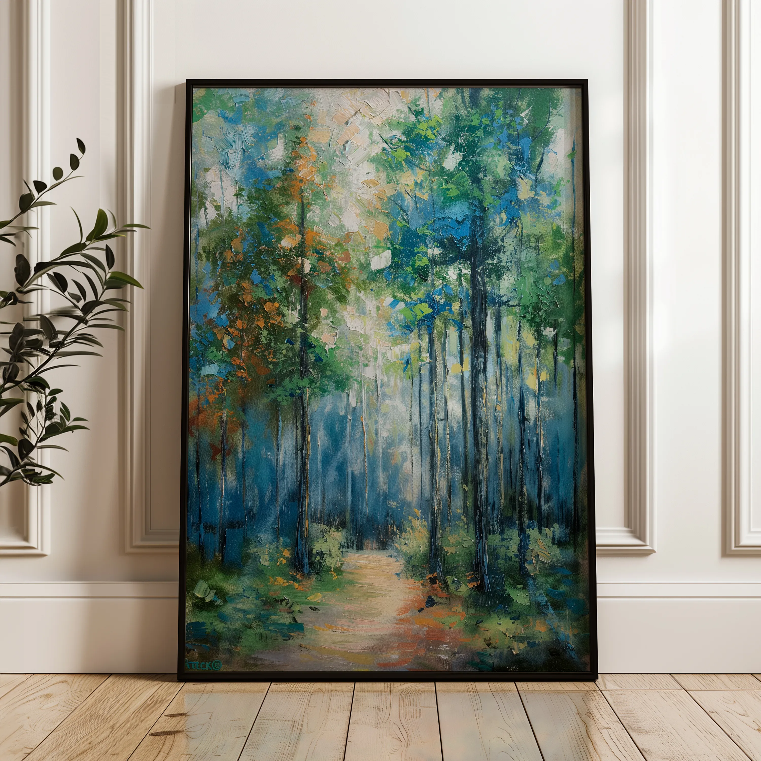 Floral 738 Canvas Art 18" x 24" / 45 x 60 cm / Black