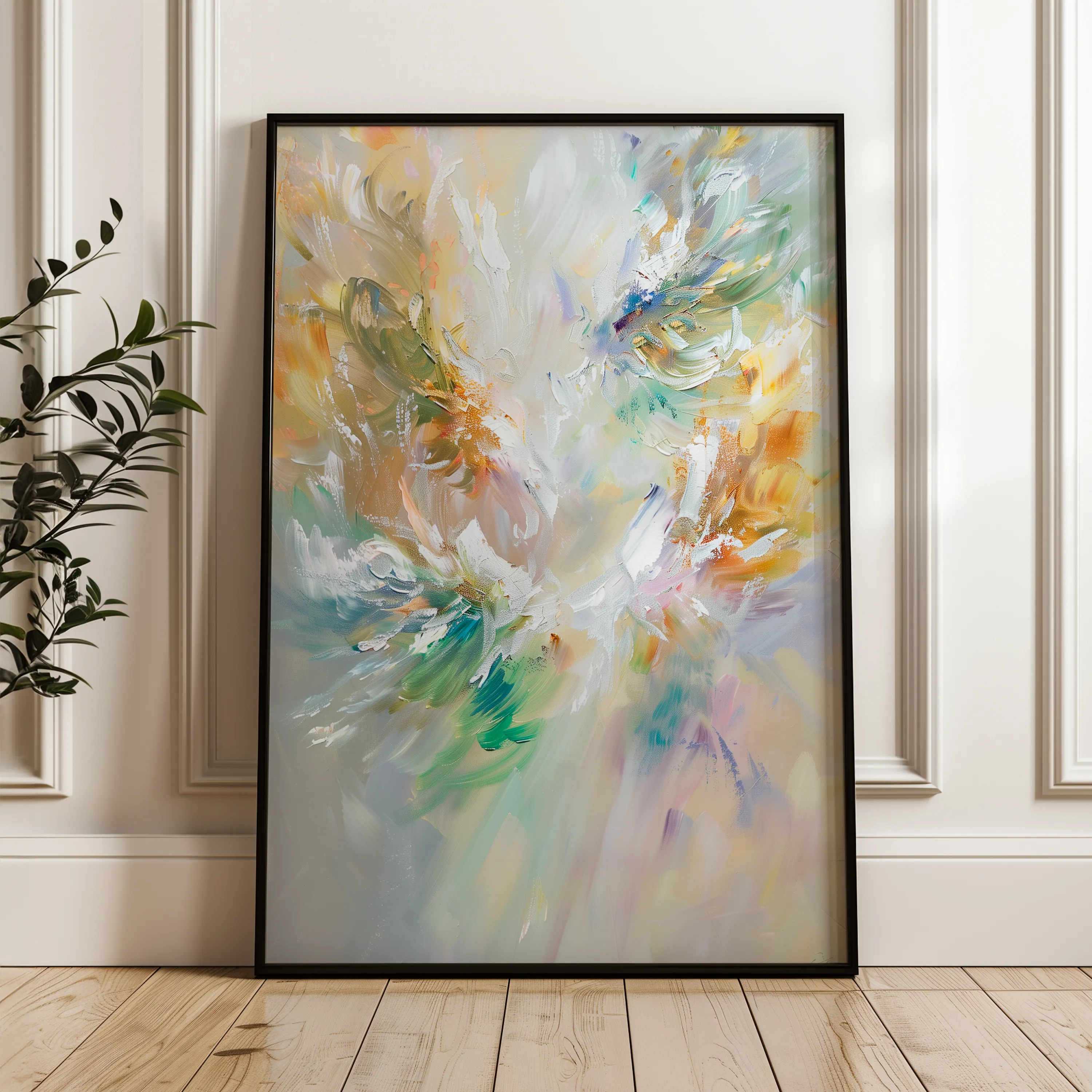 Floral 740 Canvas Art 18" x 24" / 45 x 60 cm / Black