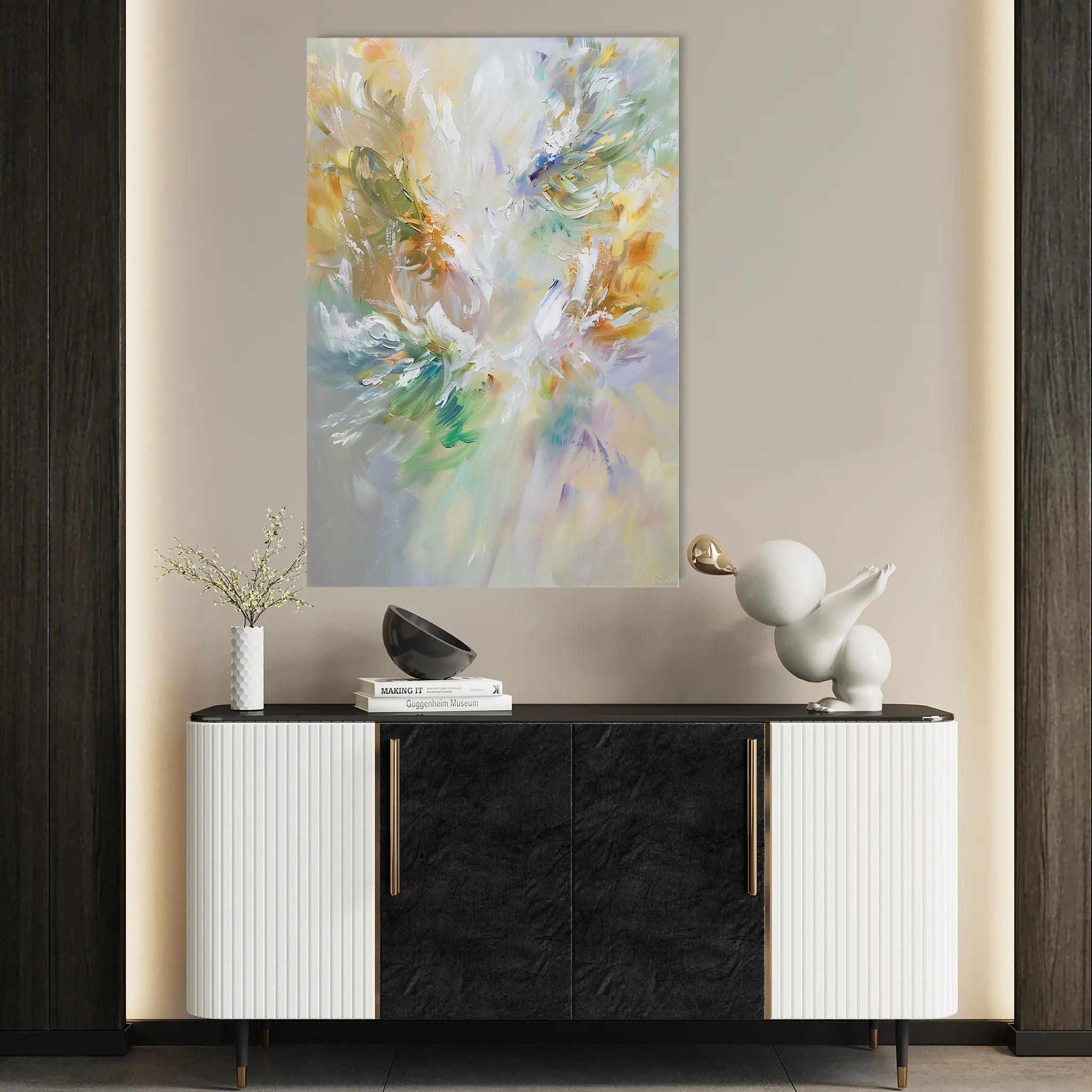 Floral 740 Canvas Art 18" x 24" / 45 x 60 cm / Black