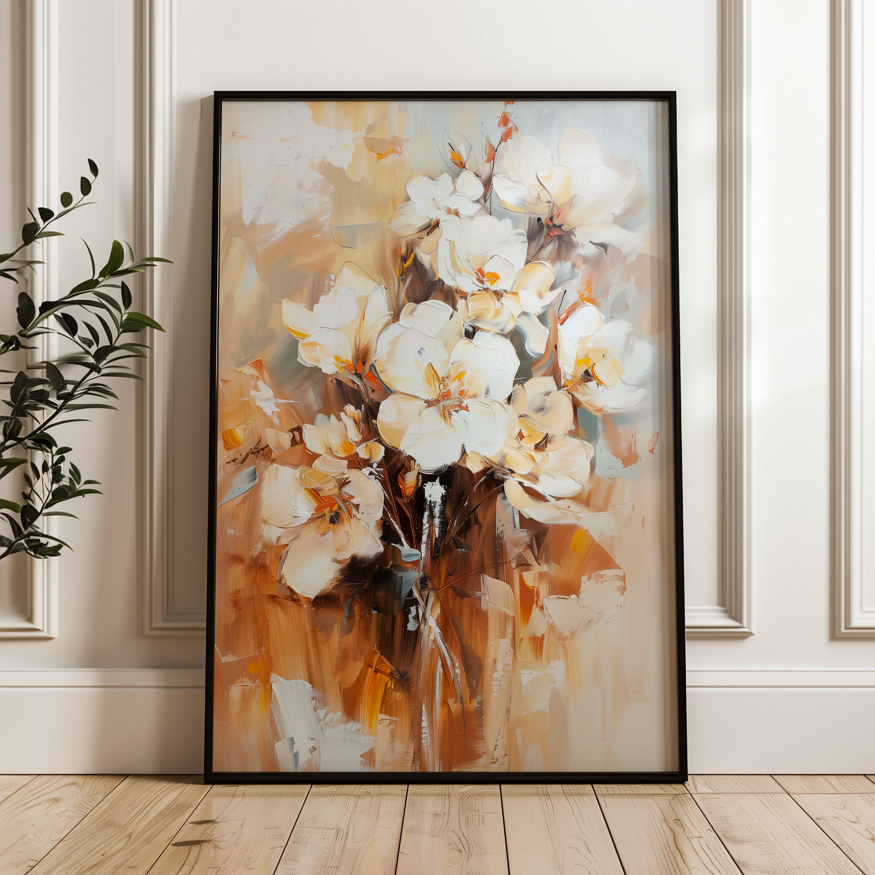 Floral 741 Canvas Art 18" x 24" / 45 x 60 cm / Black