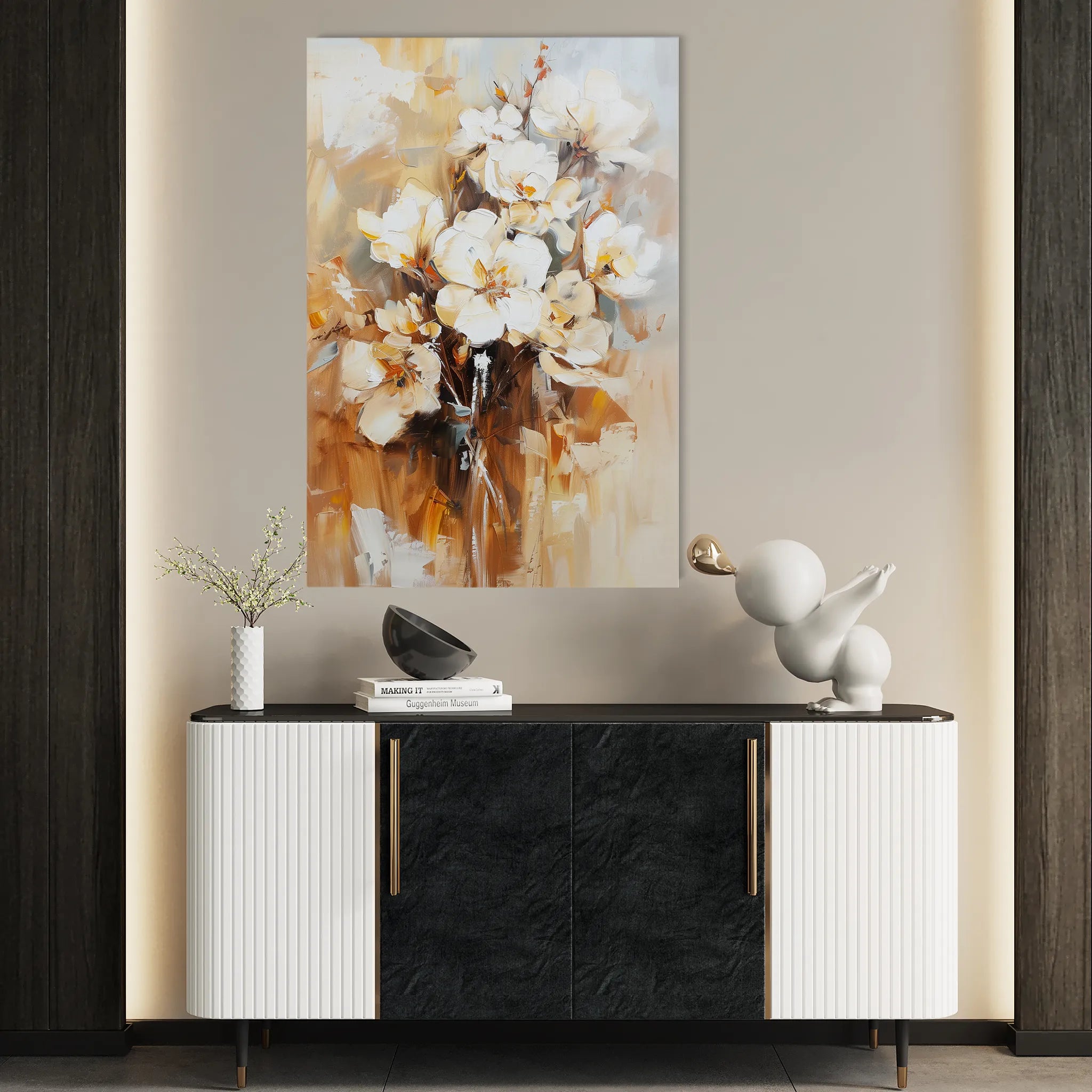 Floral 741 Canvas Art 18" x 24" / 45 x 60 cm / Black