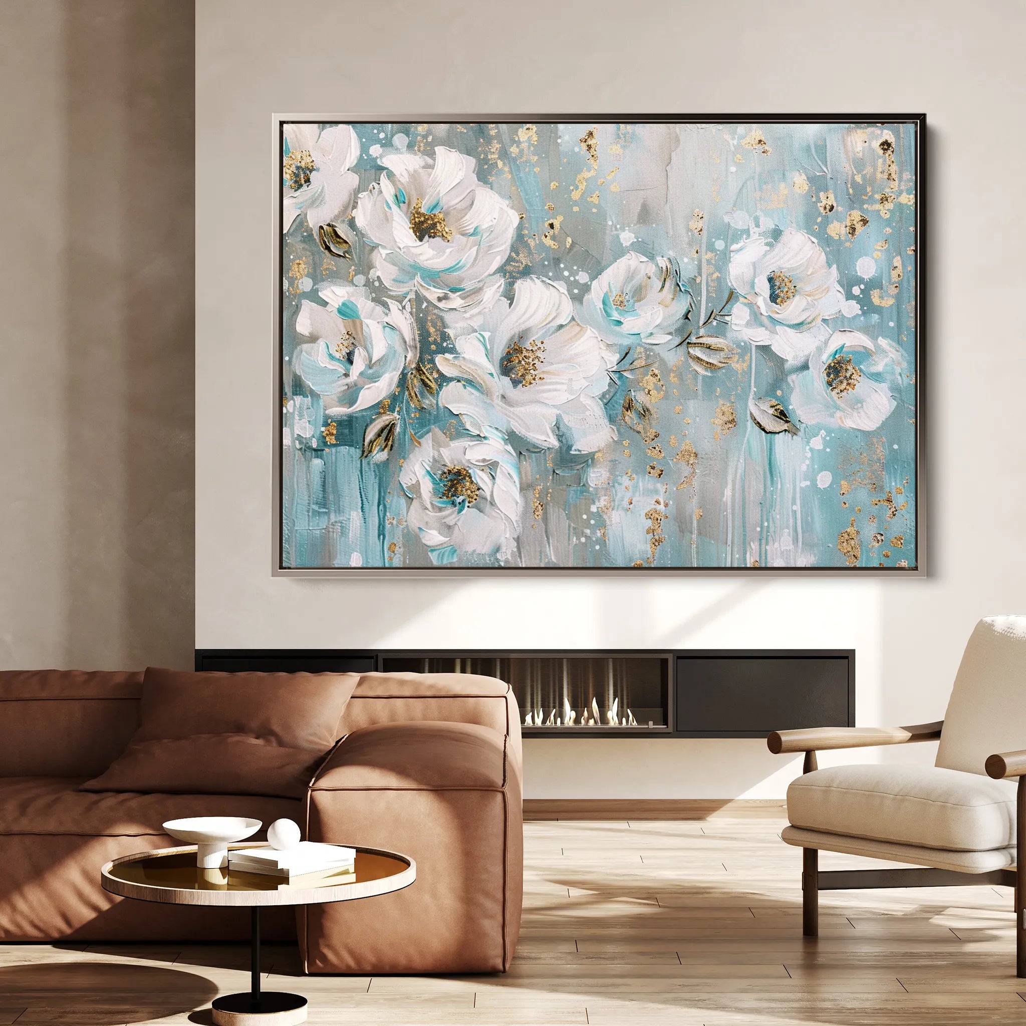 Floral 742 Canvas Art 18" x 24" / 45 x 60 cm / Black