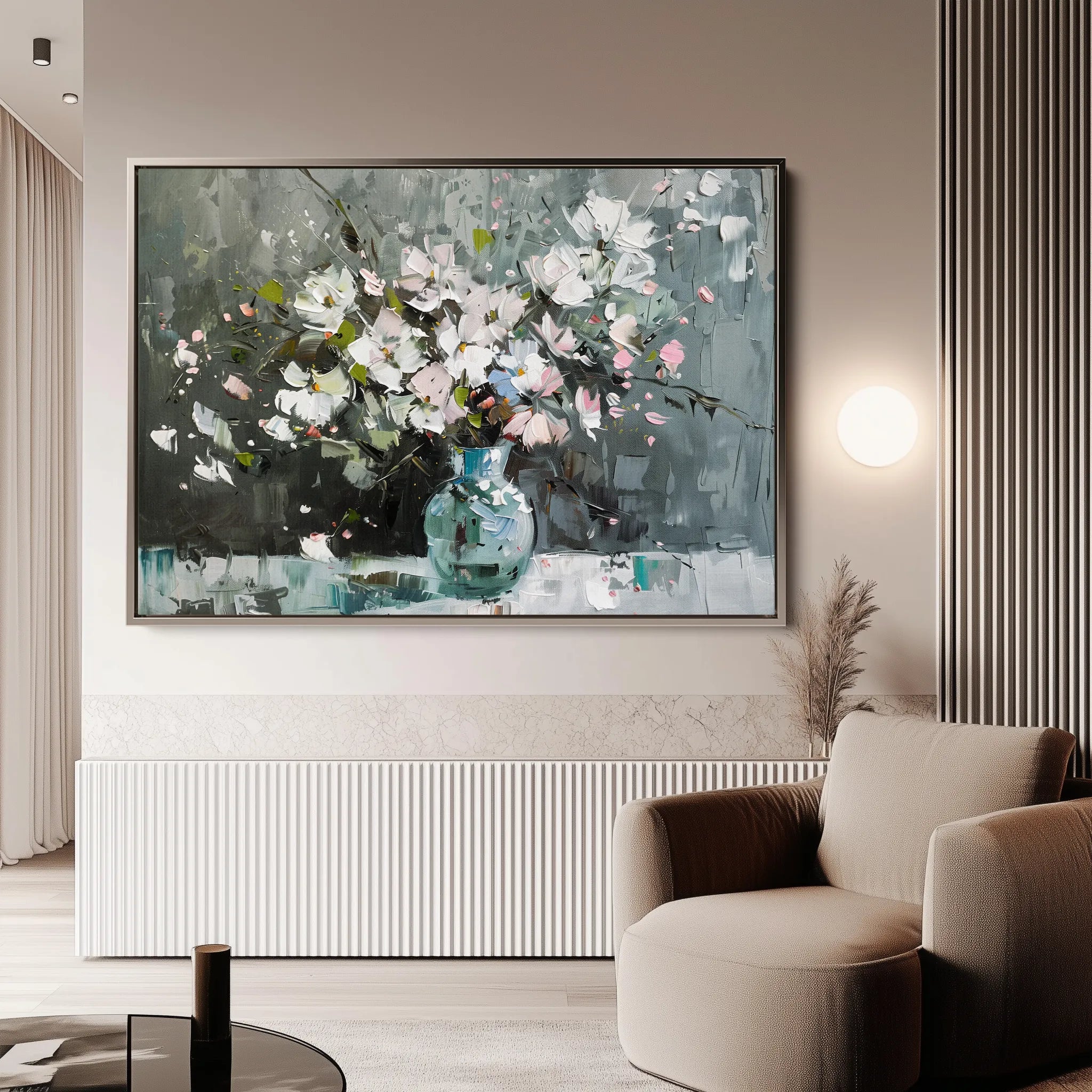 Floral 743 Canvas Art 18" x 24" / 45 x 60 cm / Black