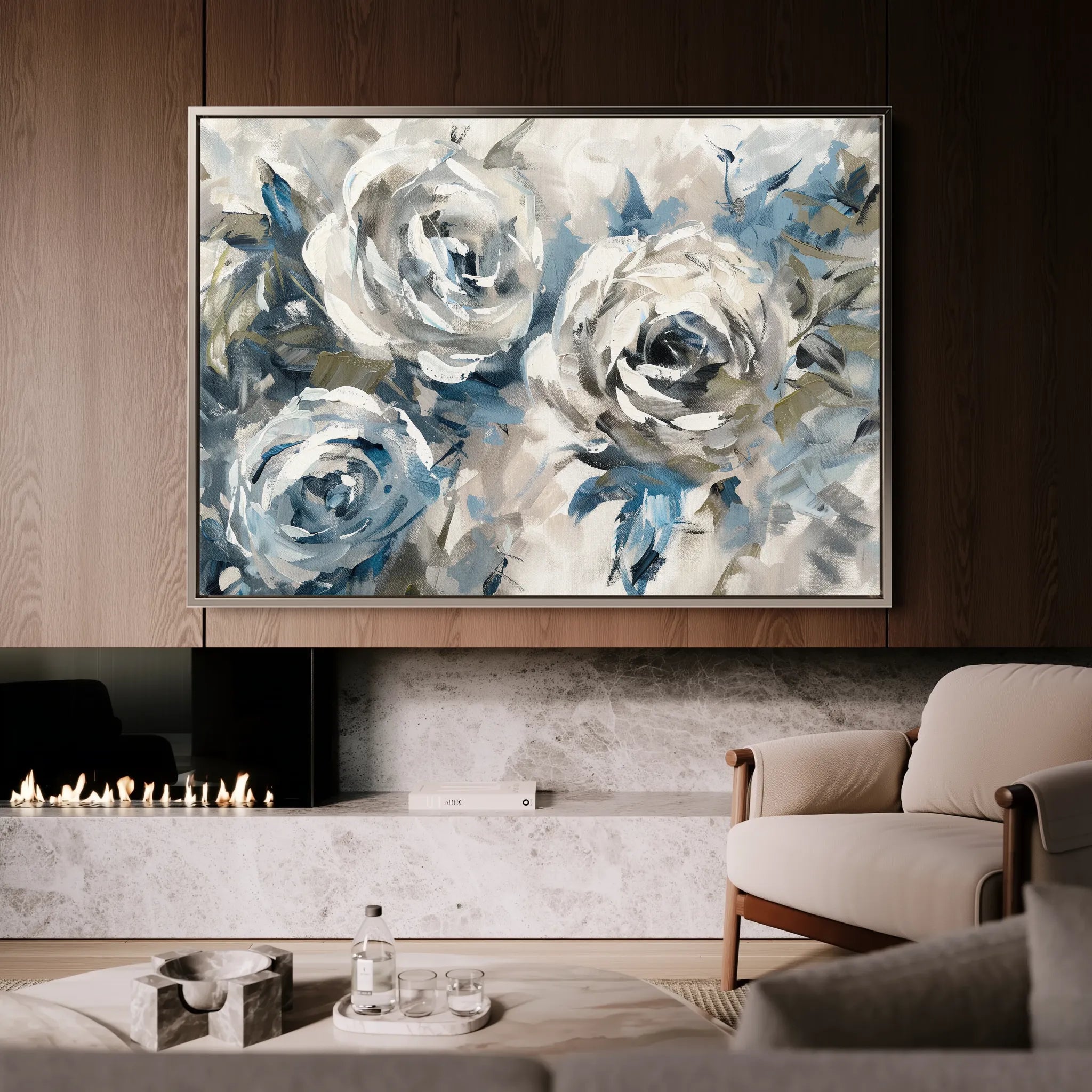Floral 744 Canvas Art 18" x 24" / 45 x 60 cm / Black
