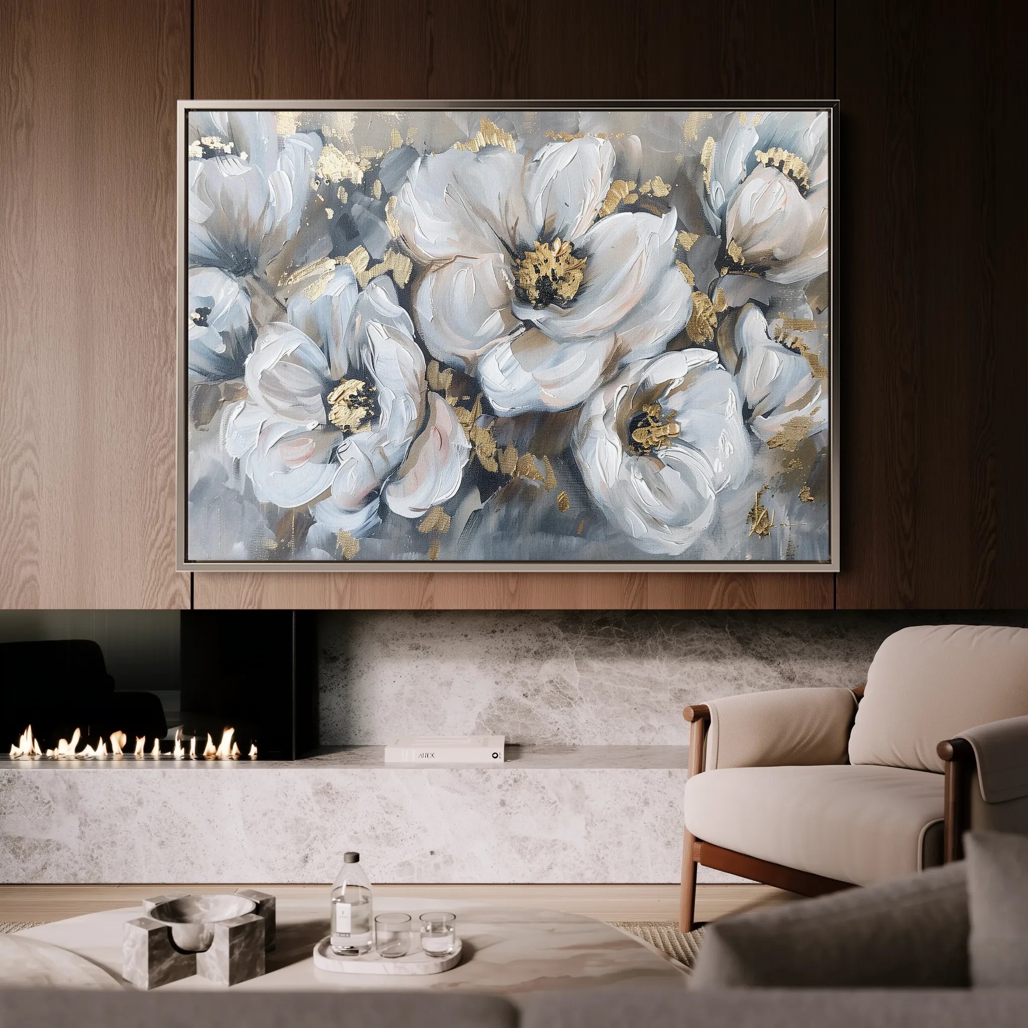 Floral 747 Canvas Art 18" x 24" / 45 x 60 cm / Black