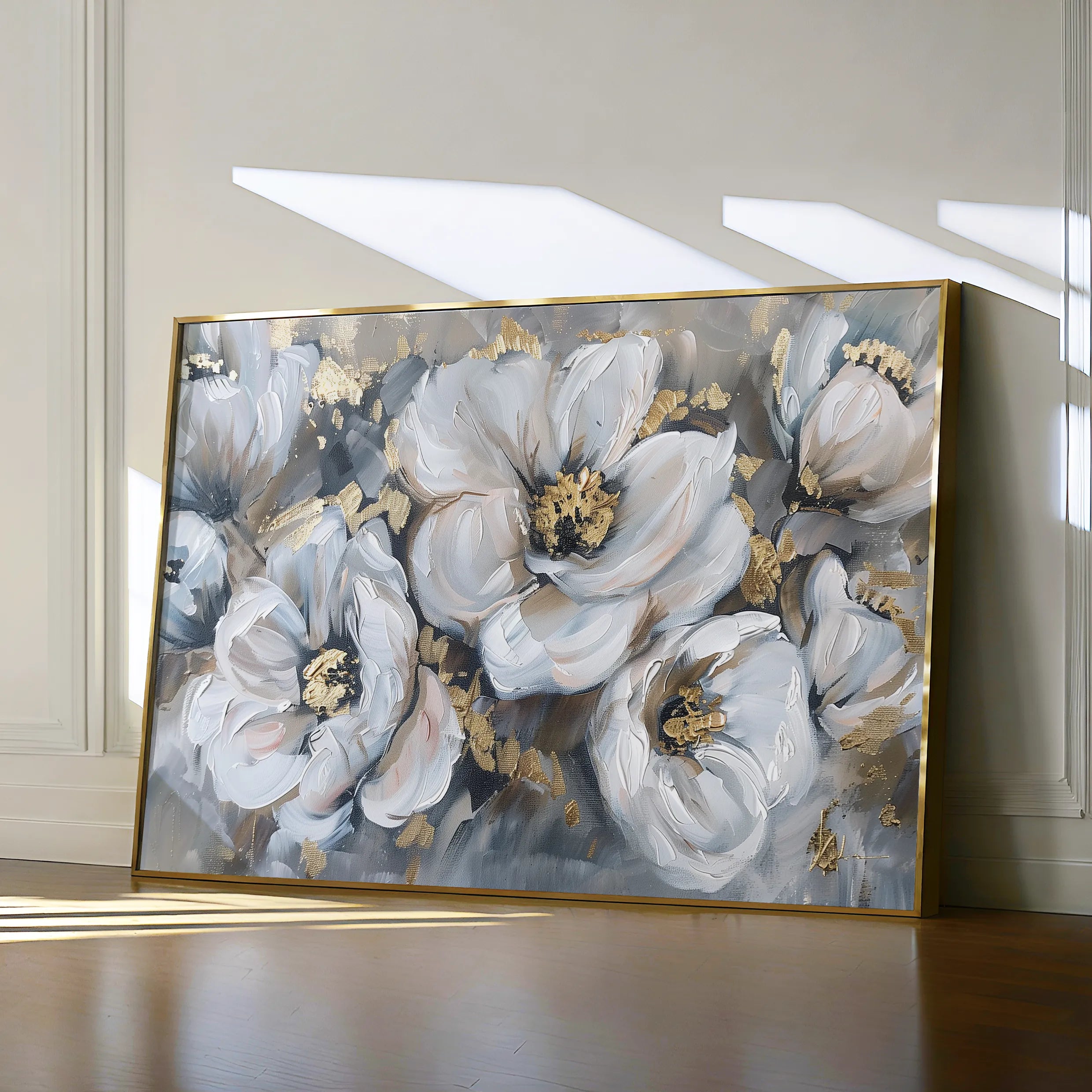 Floral 747 Canvas Art 18" x 24" / 45 x 60 cm / Black