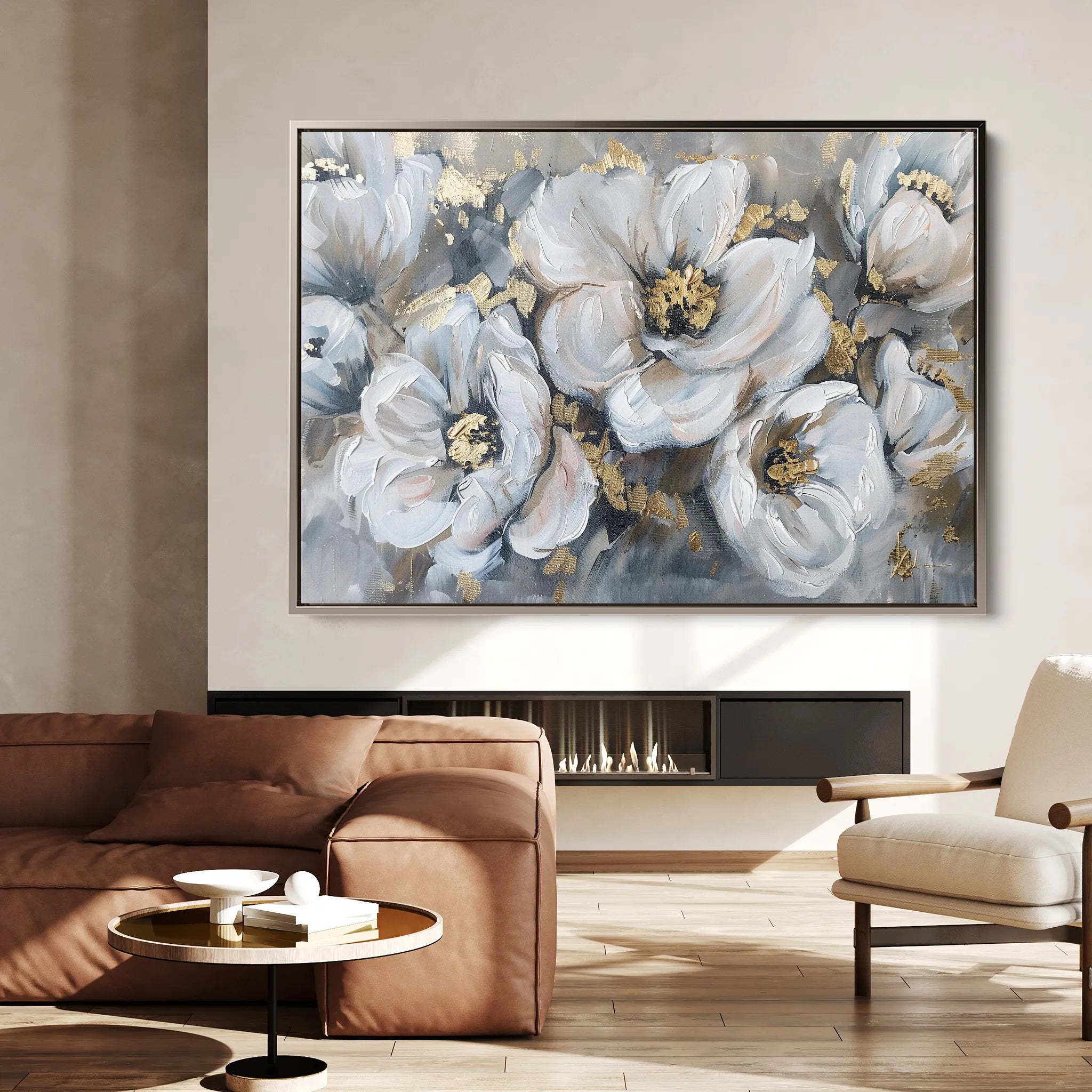 Floral 747 Canvas Art 18" x 24" / 45 x 60 cm / Black