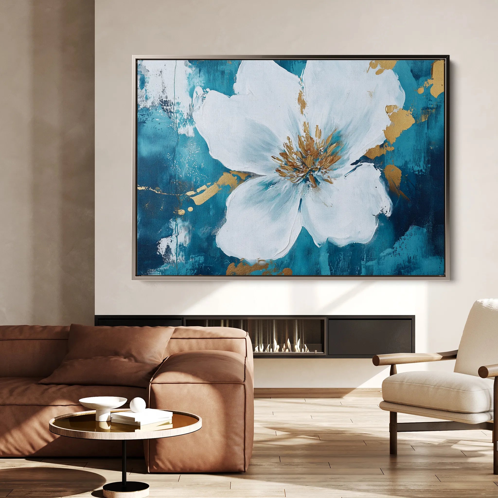 Floral 750 Canvas Art 18" x 24" / 45 x 60 cm / Black