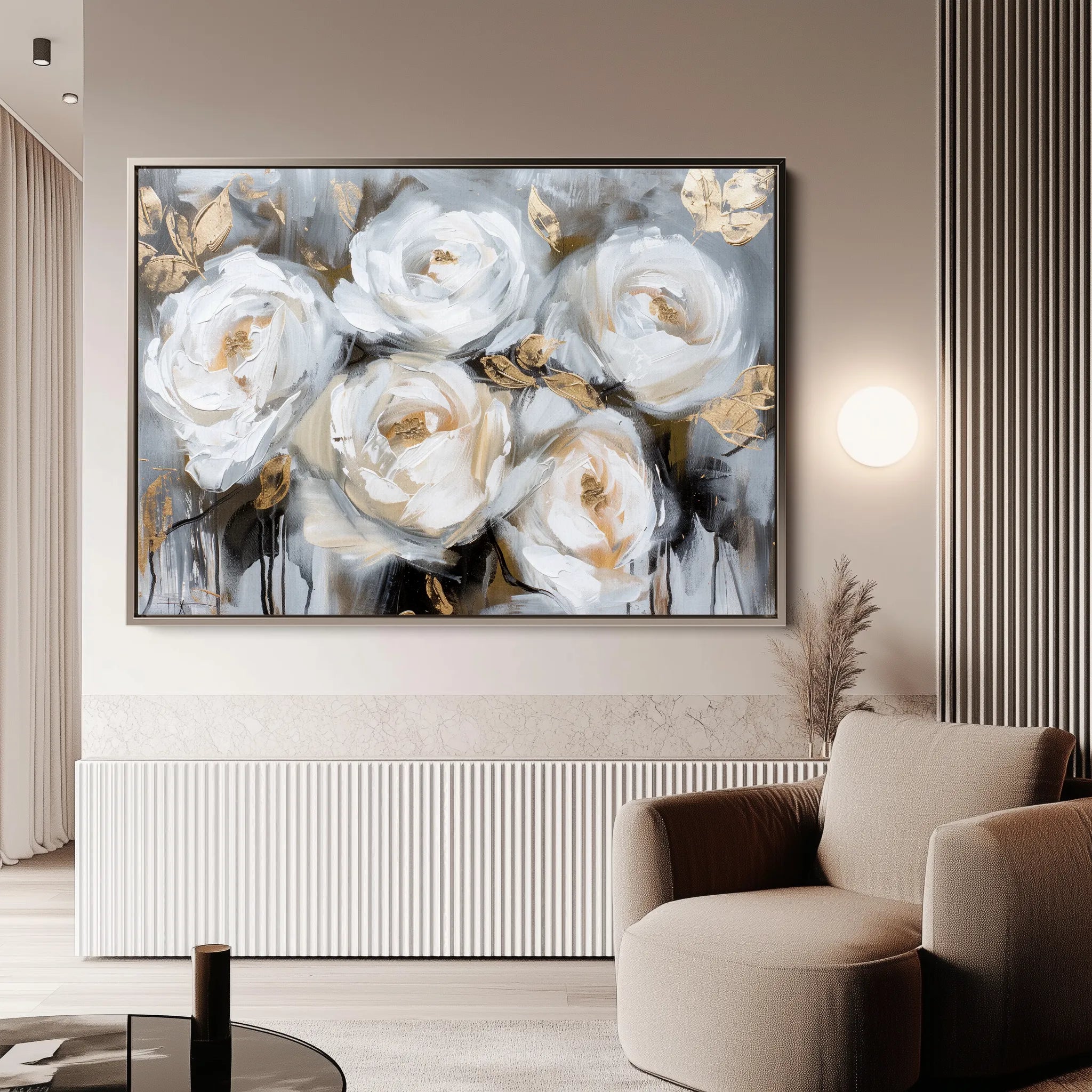 Floral 752 Canvas Art 18" x 24" / 45 x 60 cm / Black