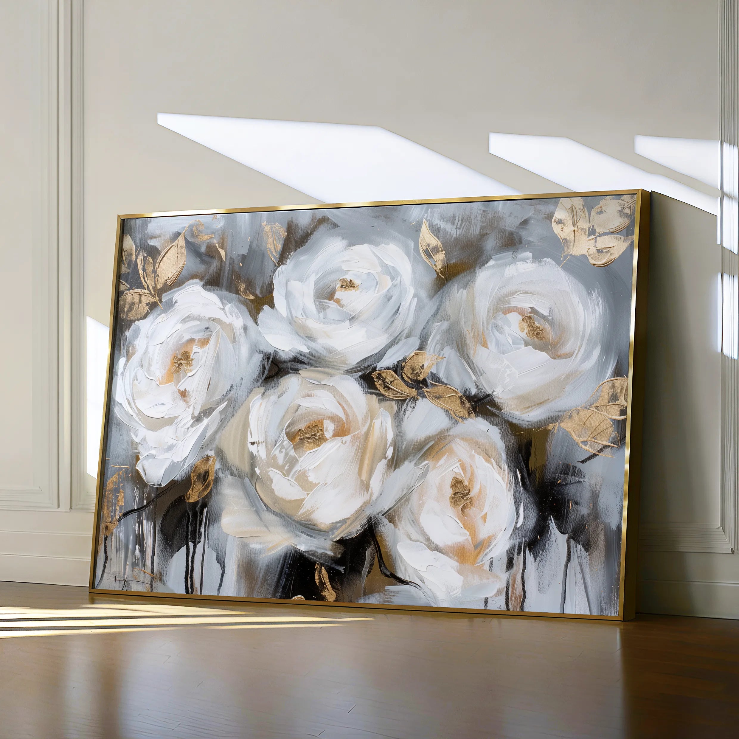Floral 752 Canvas Art 18" x 24" / 45 x 60 cm / Black