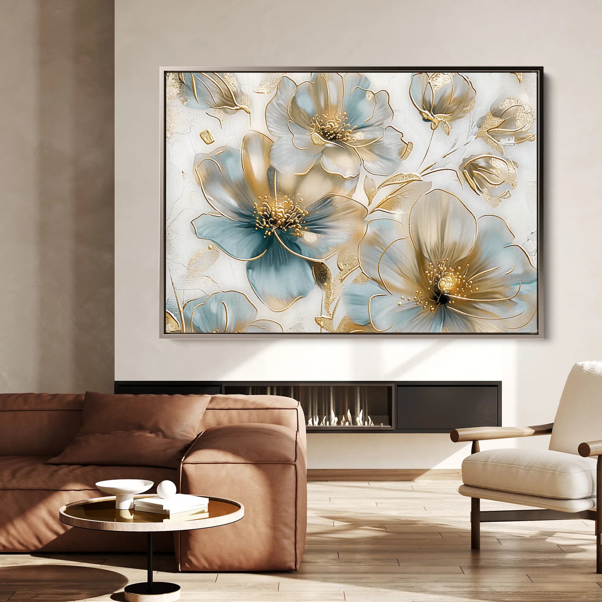 Floral 757 Canvas Art 18" x 24" / 45 x 60 cm / Black
