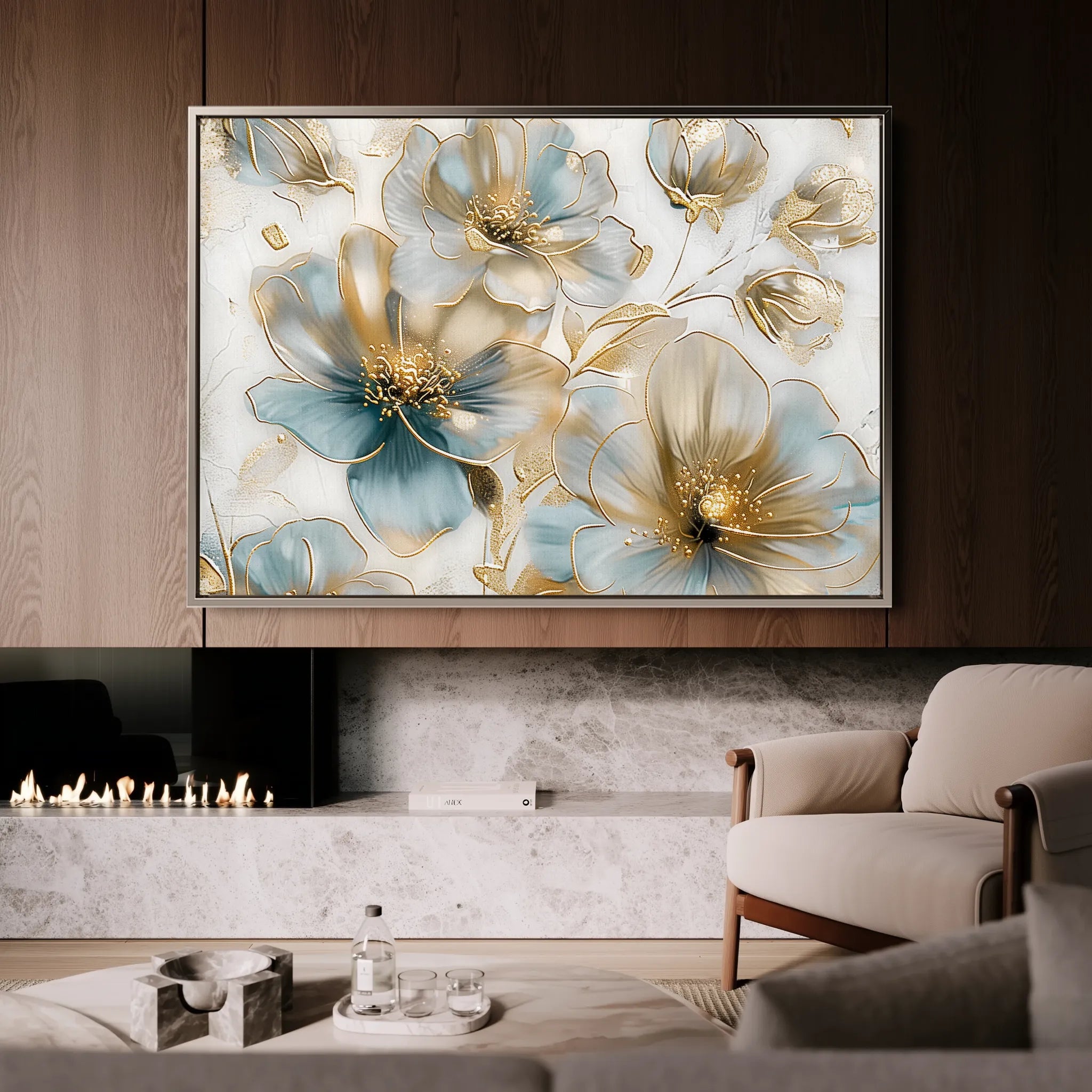 Floral 757 Canvas Art 18" x 24" / 45 x 60 cm / Black