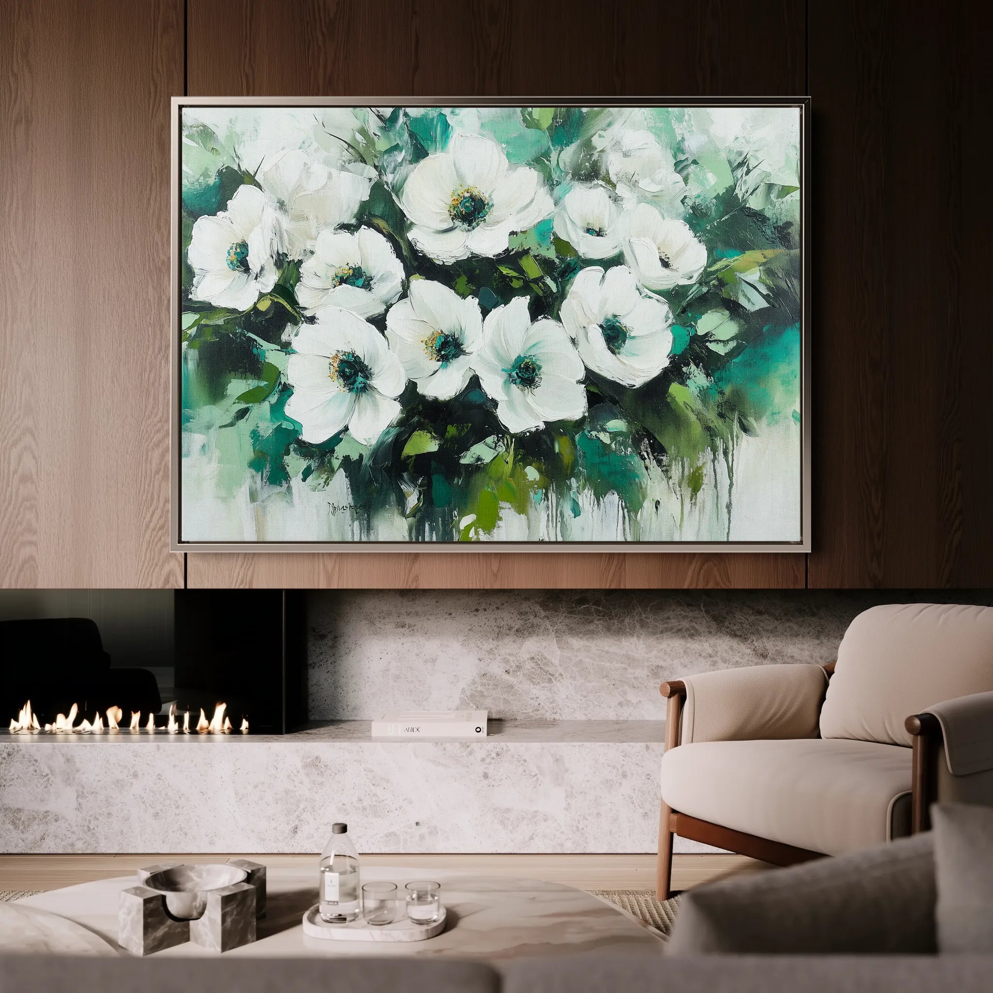 Floral 780 Canvas Art 18" x 24" / 45 x 60 cm / Black