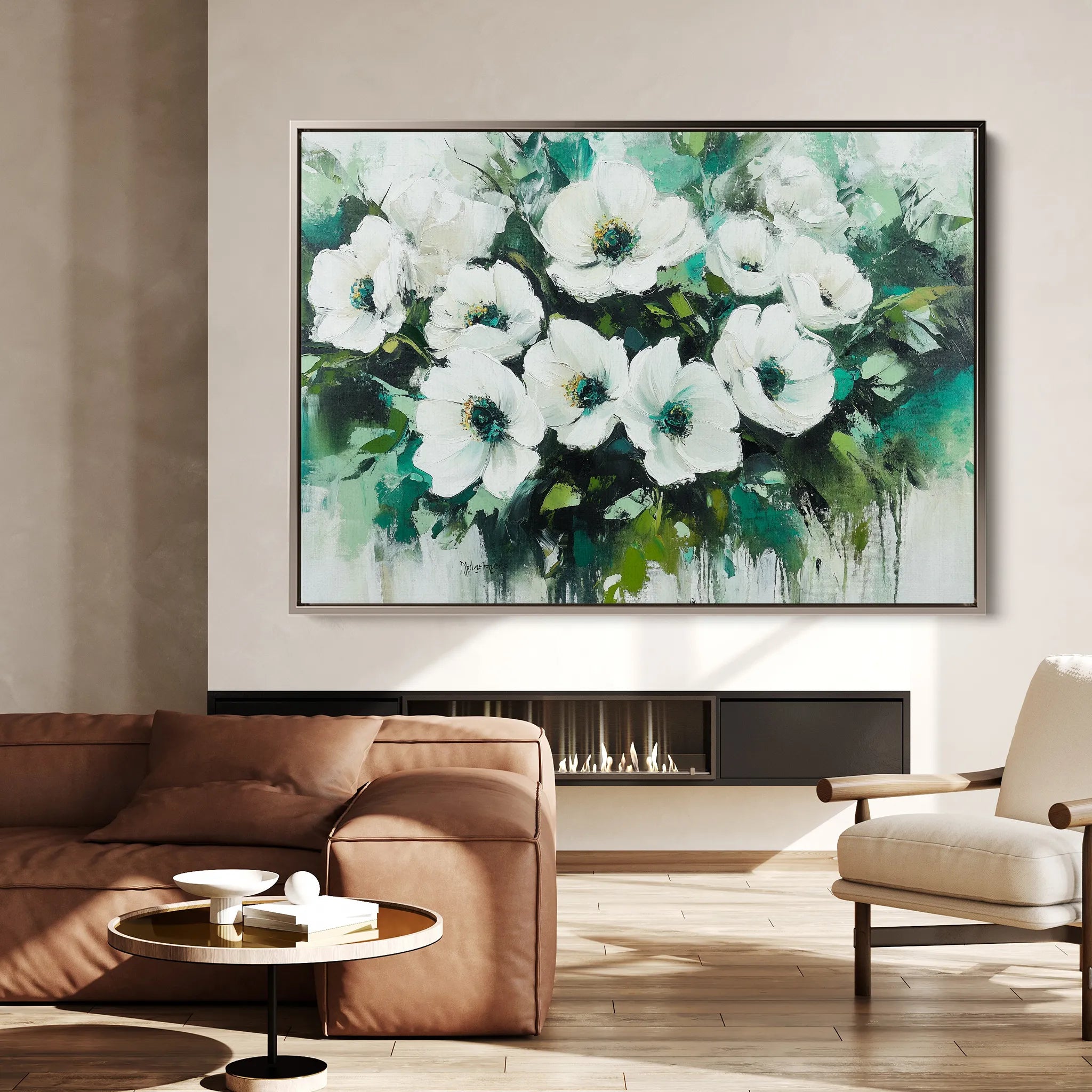 Floral 780 Canvas Art 18" x 24" / 45 x 60 cm / Black