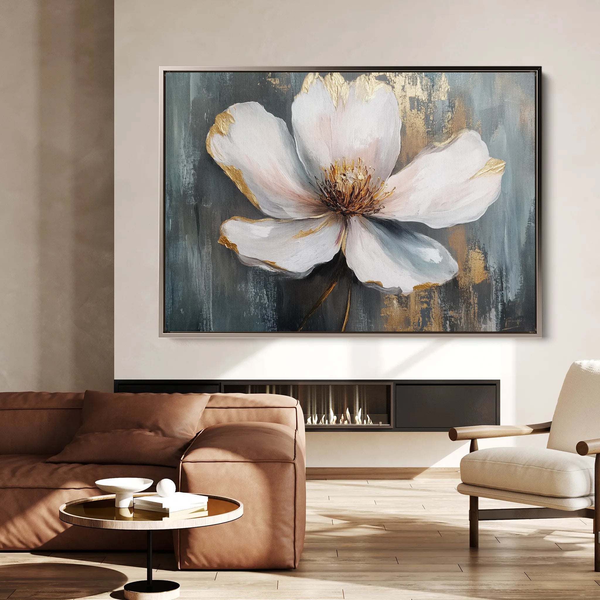 Floral 784 Canvas Art 18" x 24" / 45 x 60 cm / Black