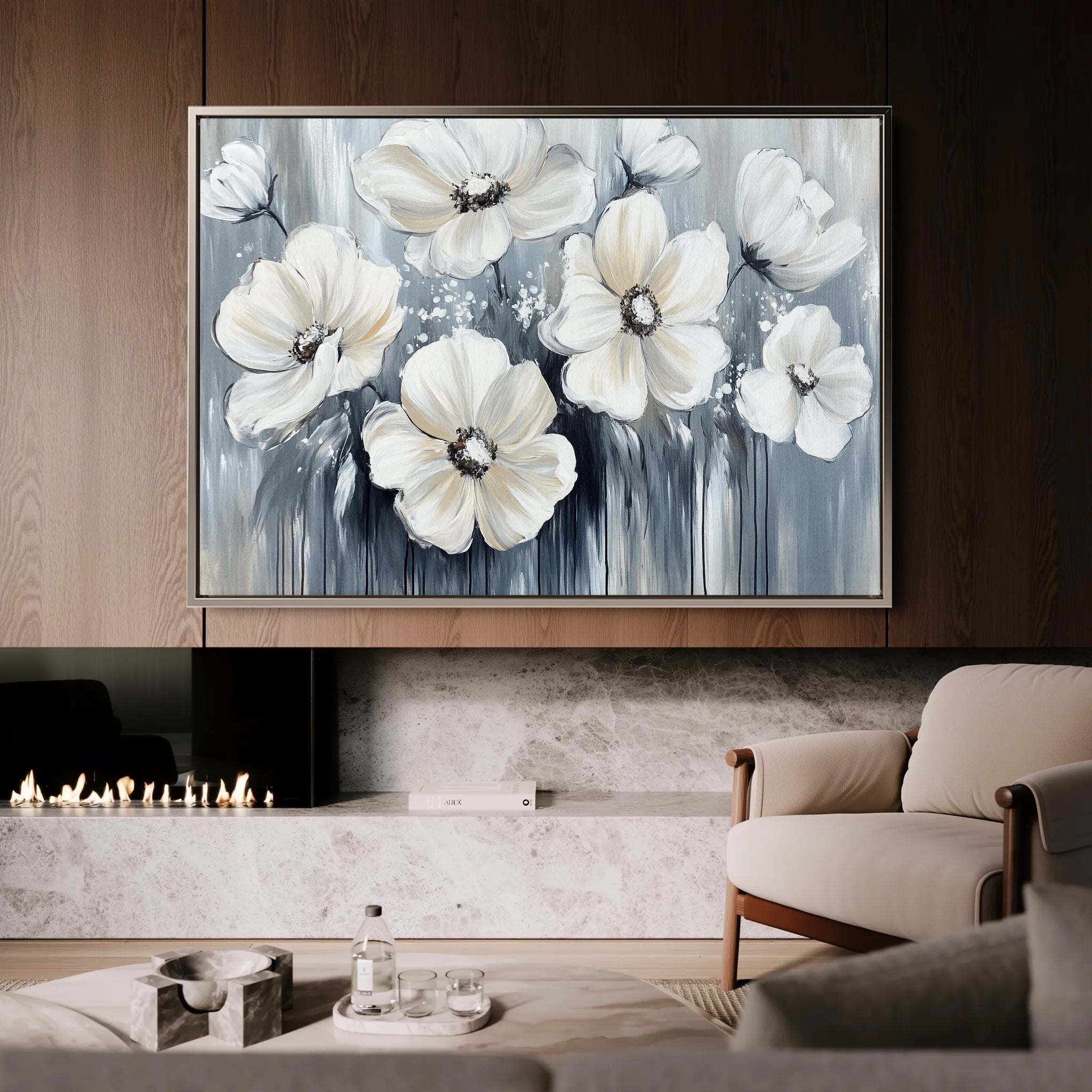 Floral 795 Canvas Art 18" x 24" / 45 x 60 cm / Black