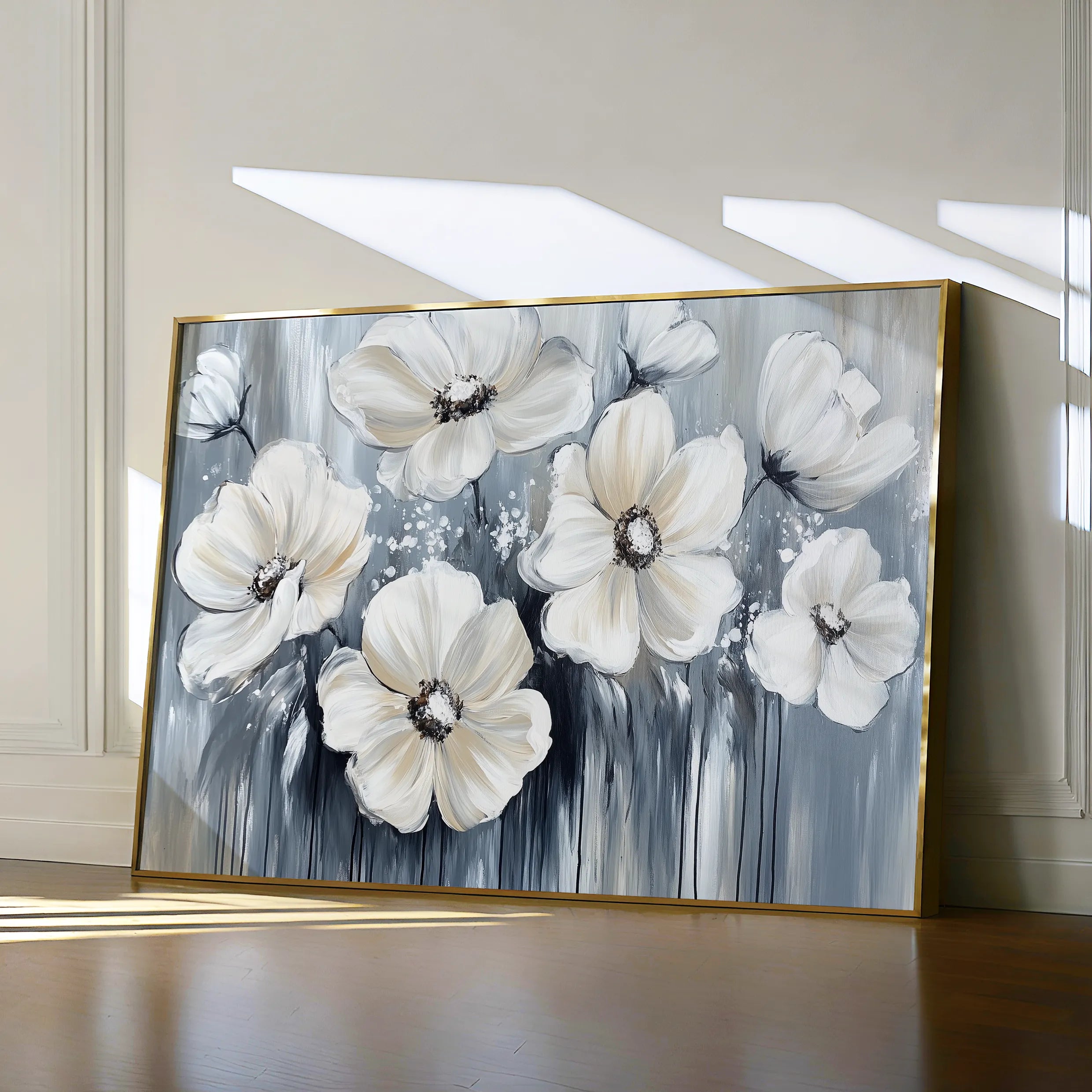 Floral 795 Canvas Art 18" x 24" / 45 x 60 cm / Black