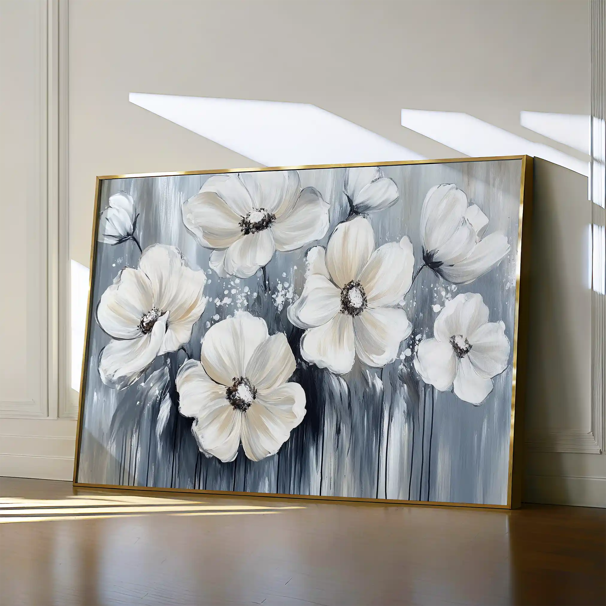 Floral 795 Canvas Art 60 x 40 cm / Black