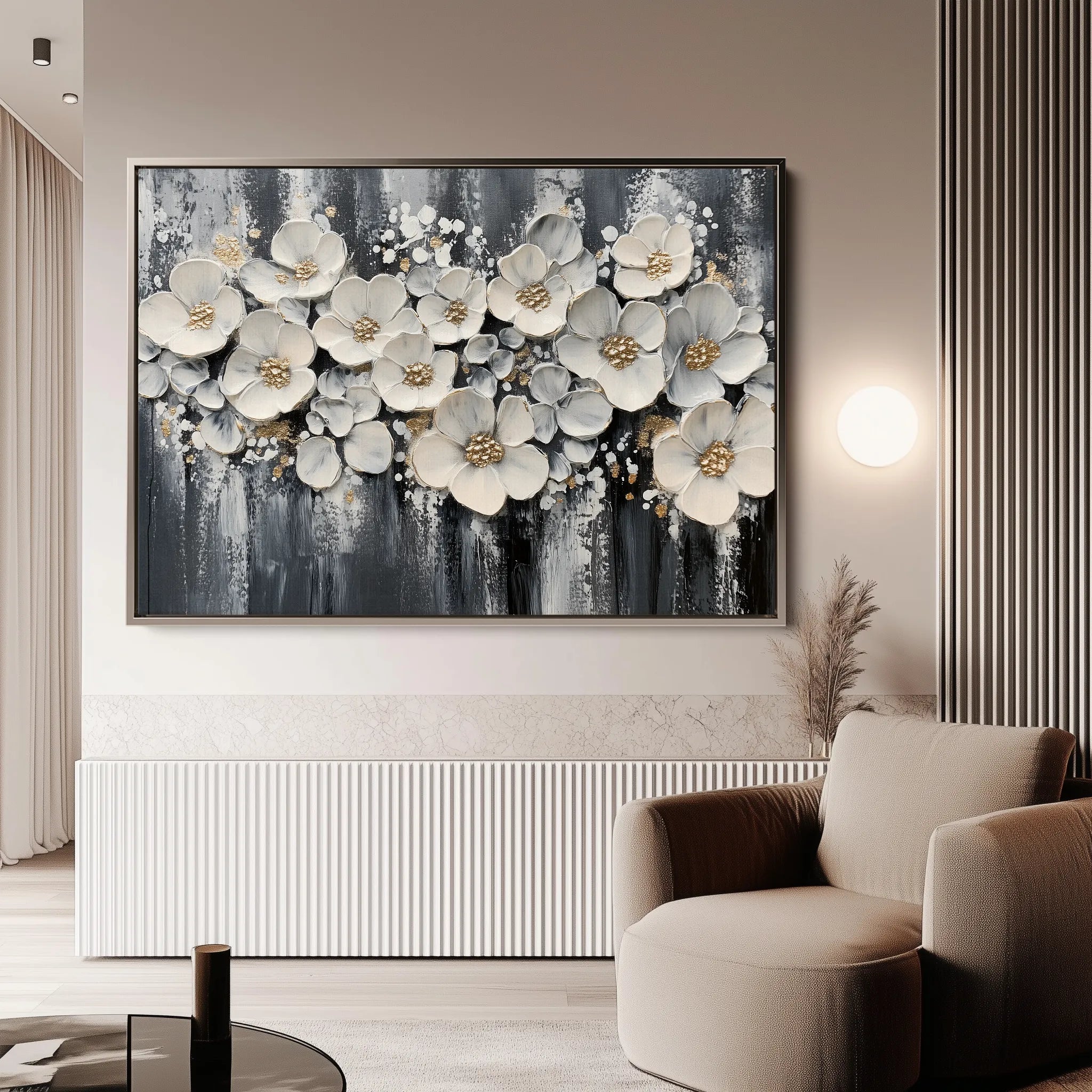 Floral 800 Canvas Art 18" x 24" / 45 x 60 cm / Black