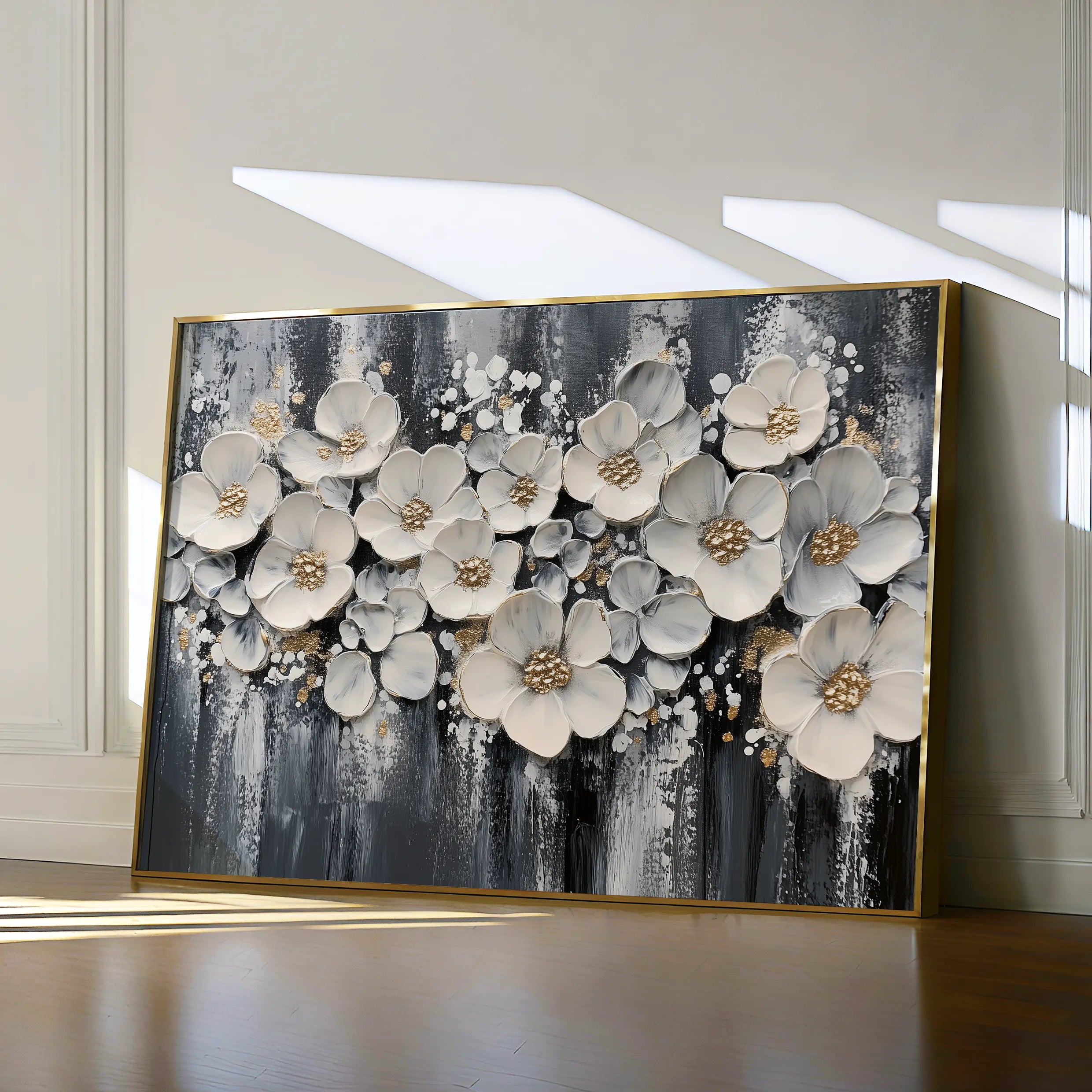 Floral 800 Canvas Art 18" x 24" / 45 x 60 cm / Black