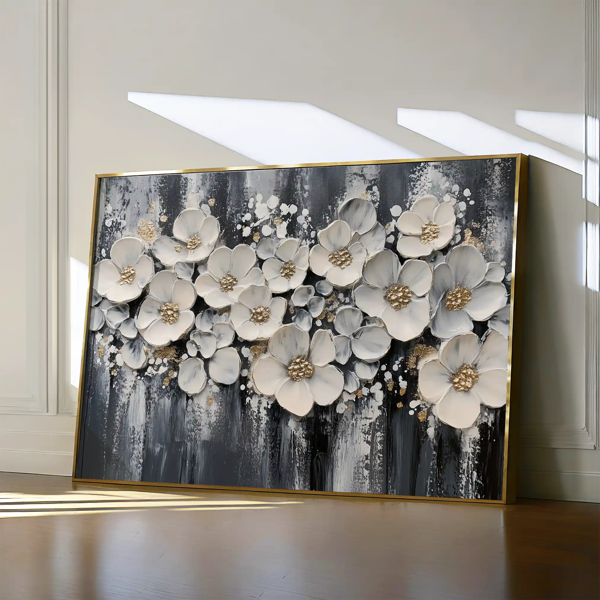 Floral 800 Canvas Art 60 x 40 cm / Black