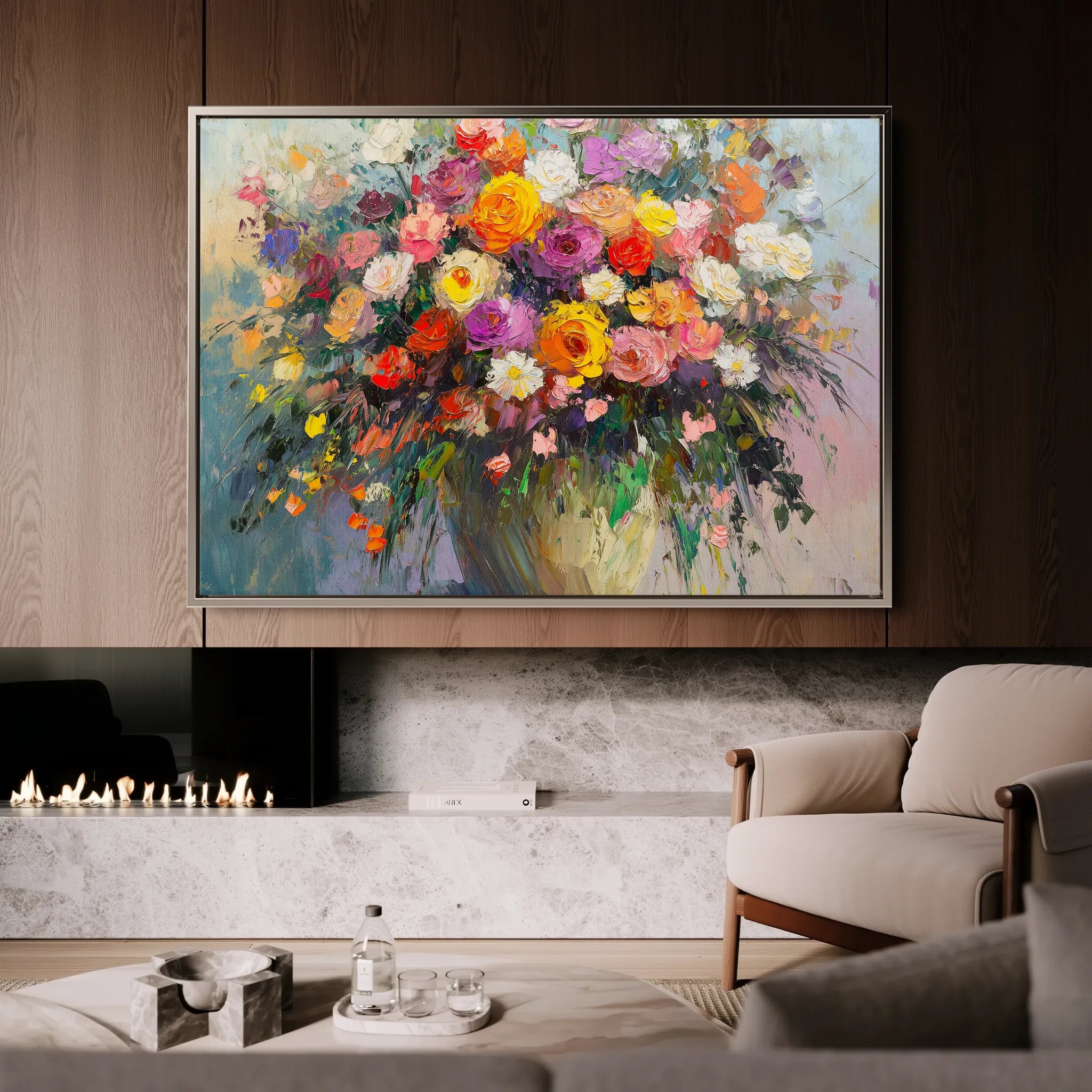 Floral 801 Canvas Art 18" x 24" / 45 x 60 cm / Black
