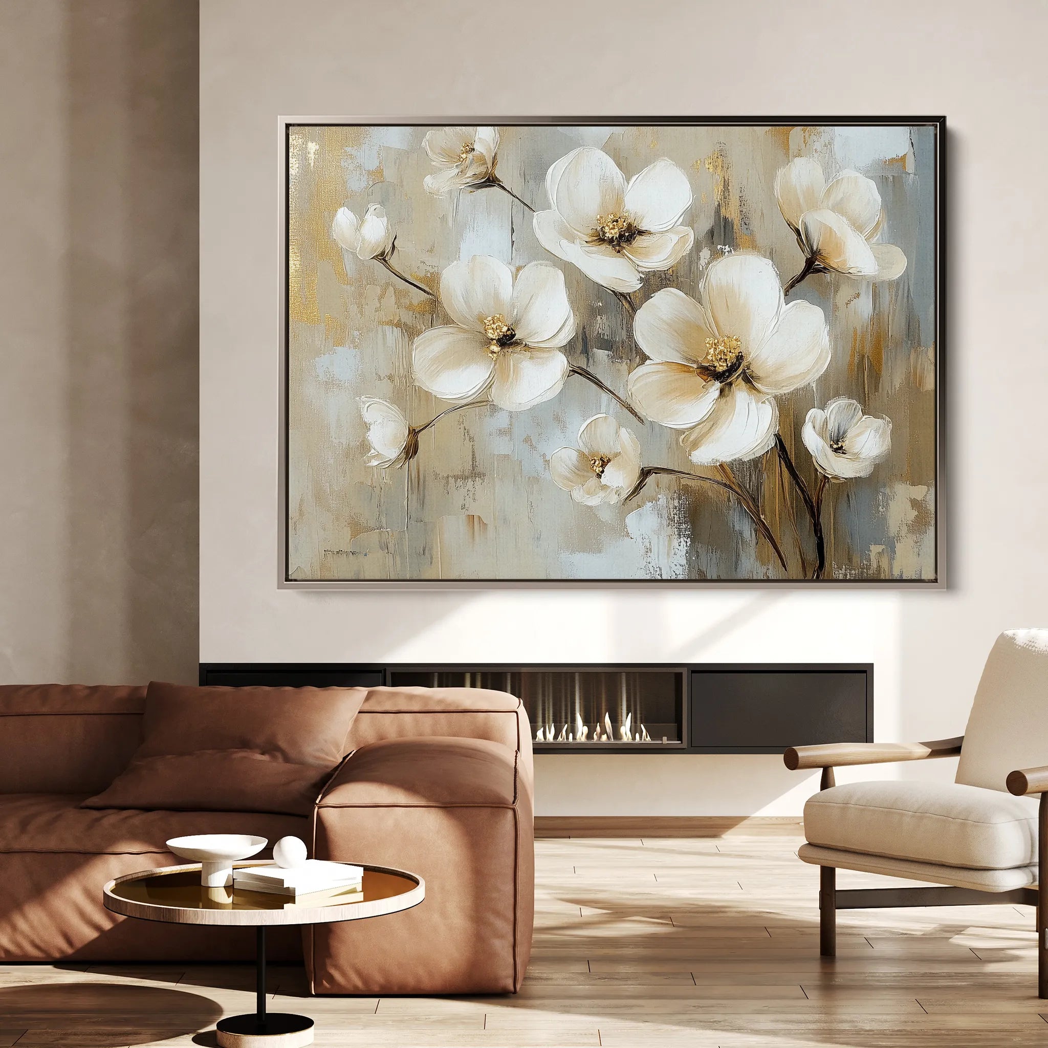 Floral 808 Canvas Art 18" x 24" / 45 x 60 cm / Black