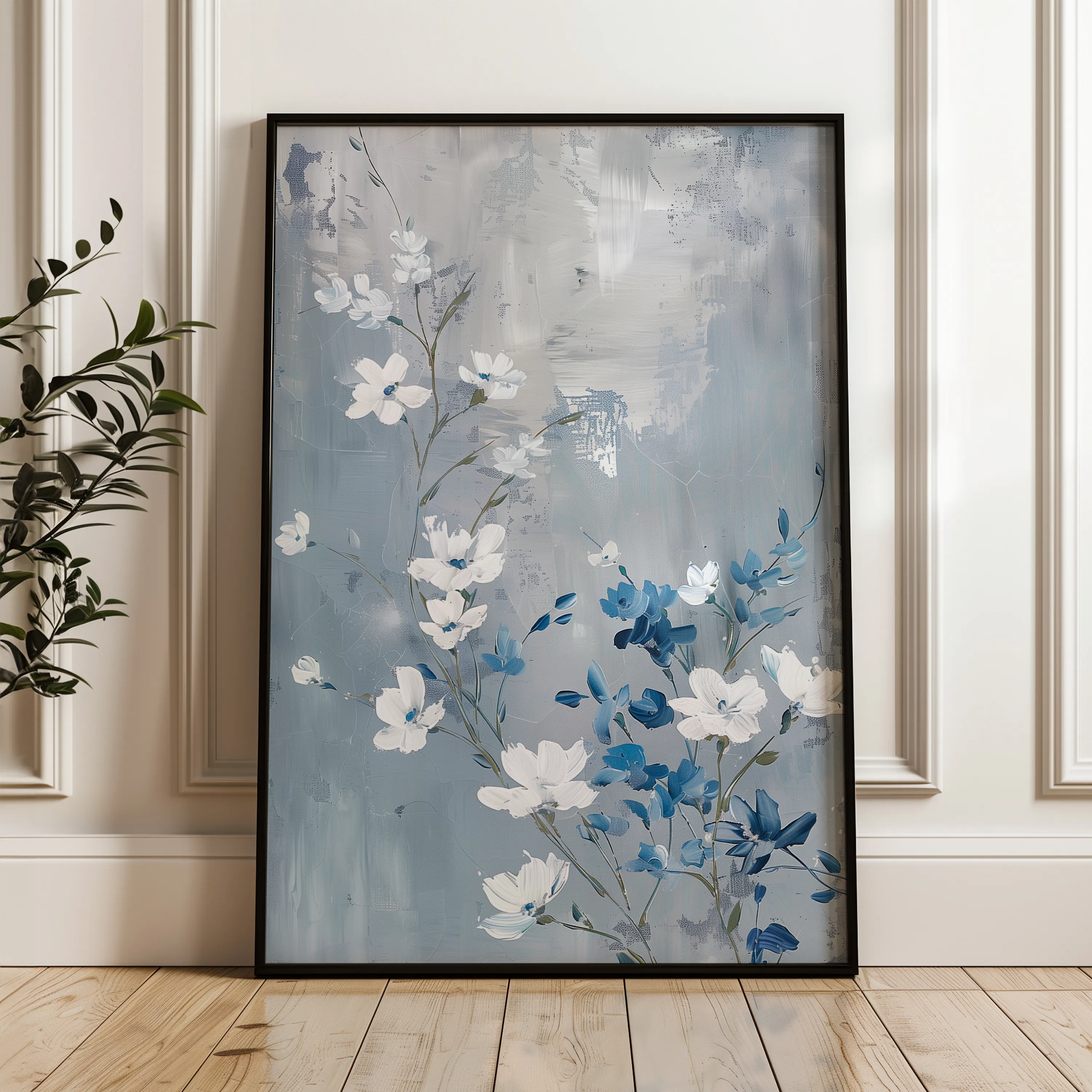 Floral 812 Canvas Art 18" x 24" / 45 x 60 cm / Black