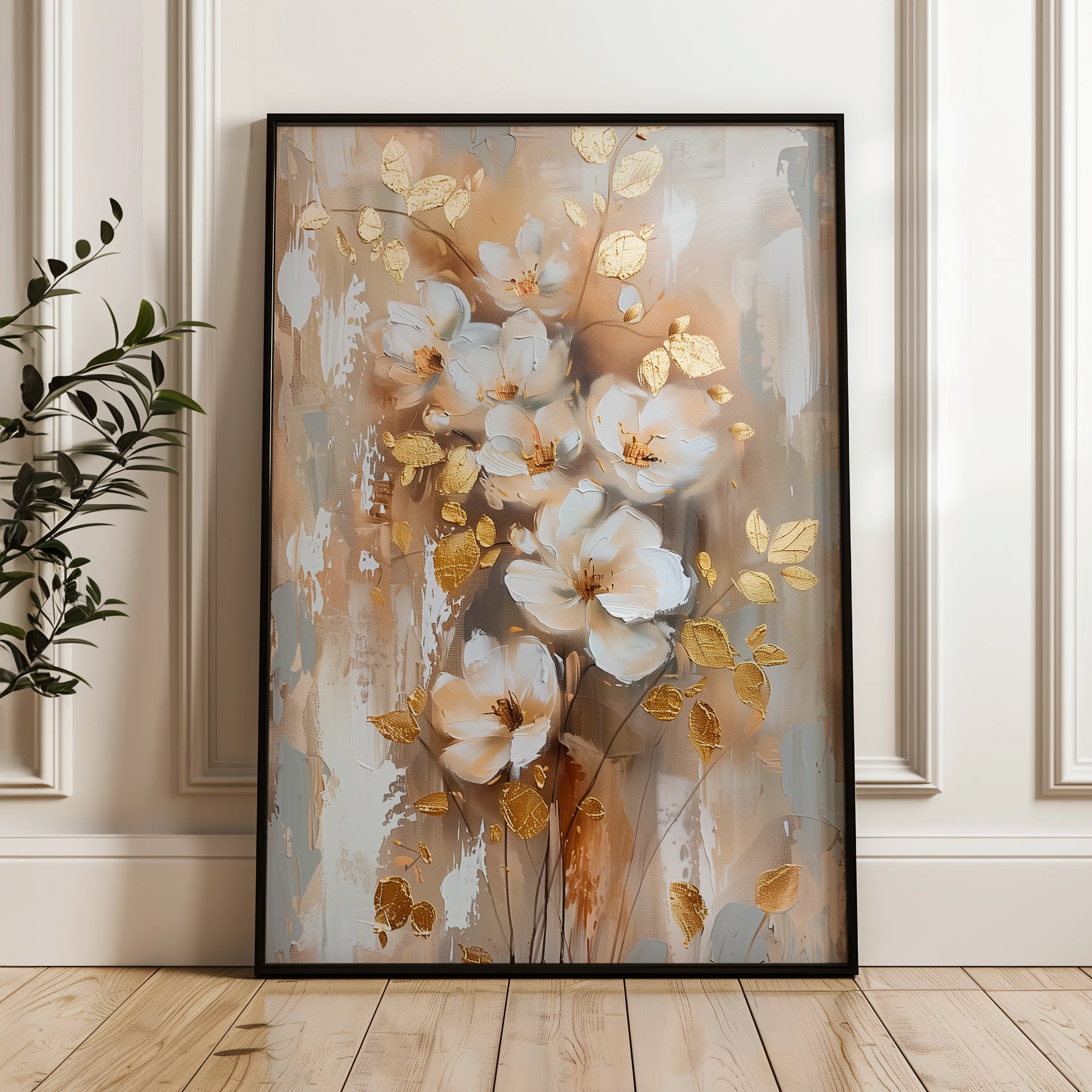 Floral 813 Canvas Art 18" x 24" / 45 x 60 cm / Black