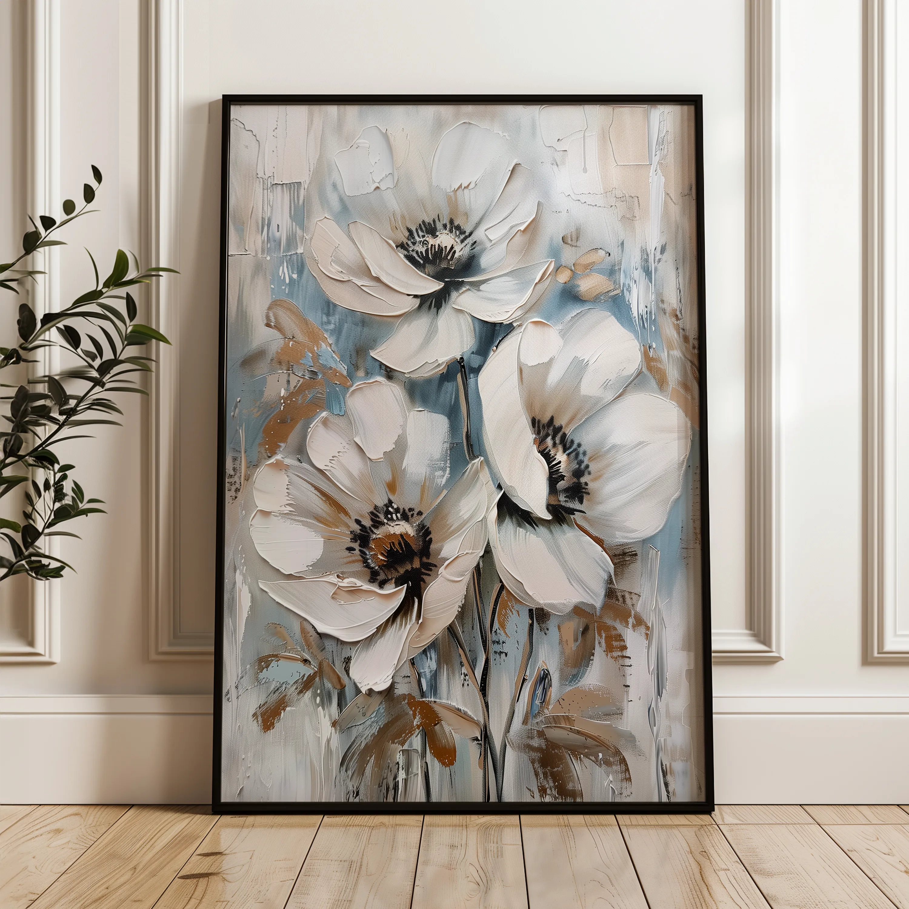 Floral 814 Canvas Art 18" x 24" / 45 x 60 cm / Black