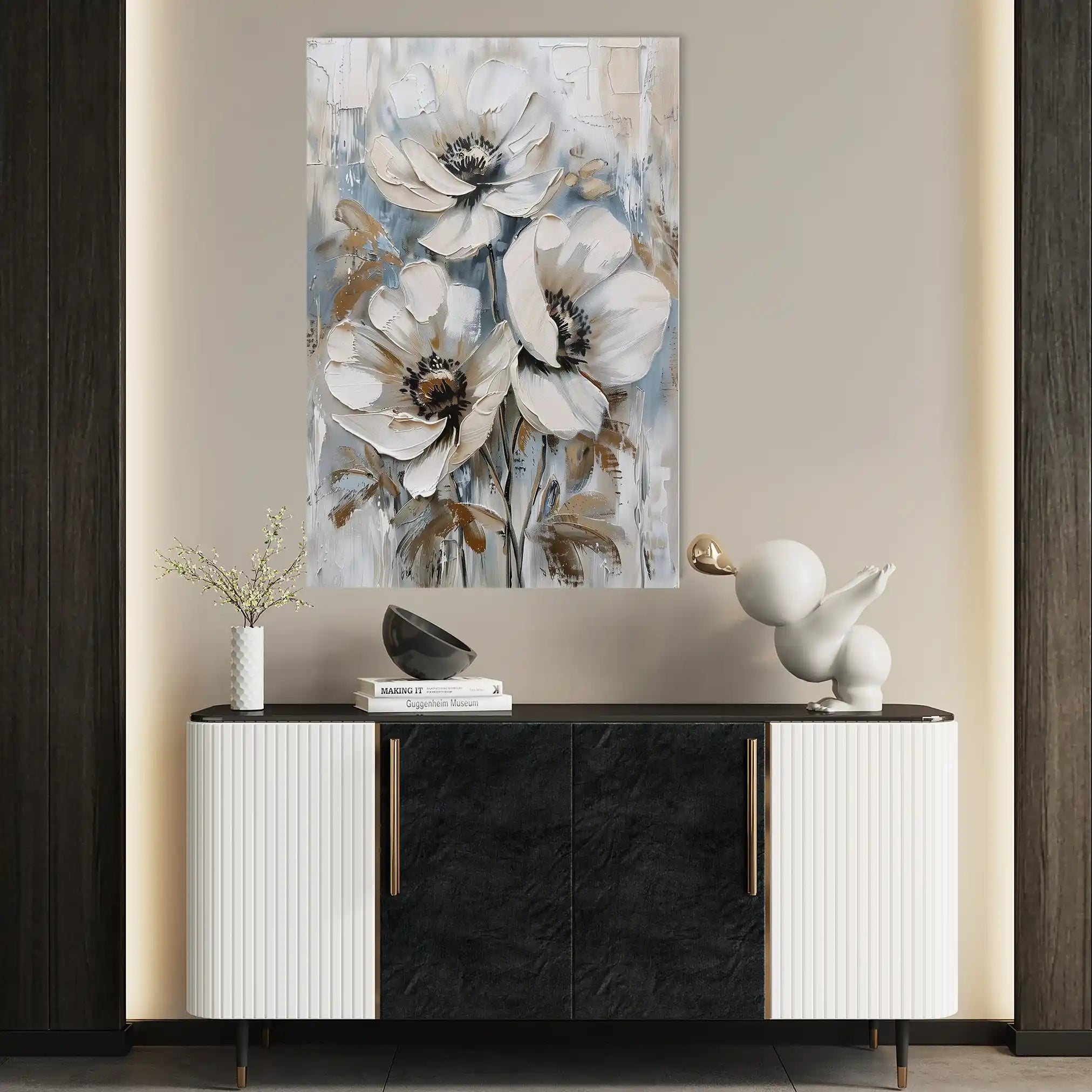 Floral 814 Canvas Art 60 x 40 cm / Black