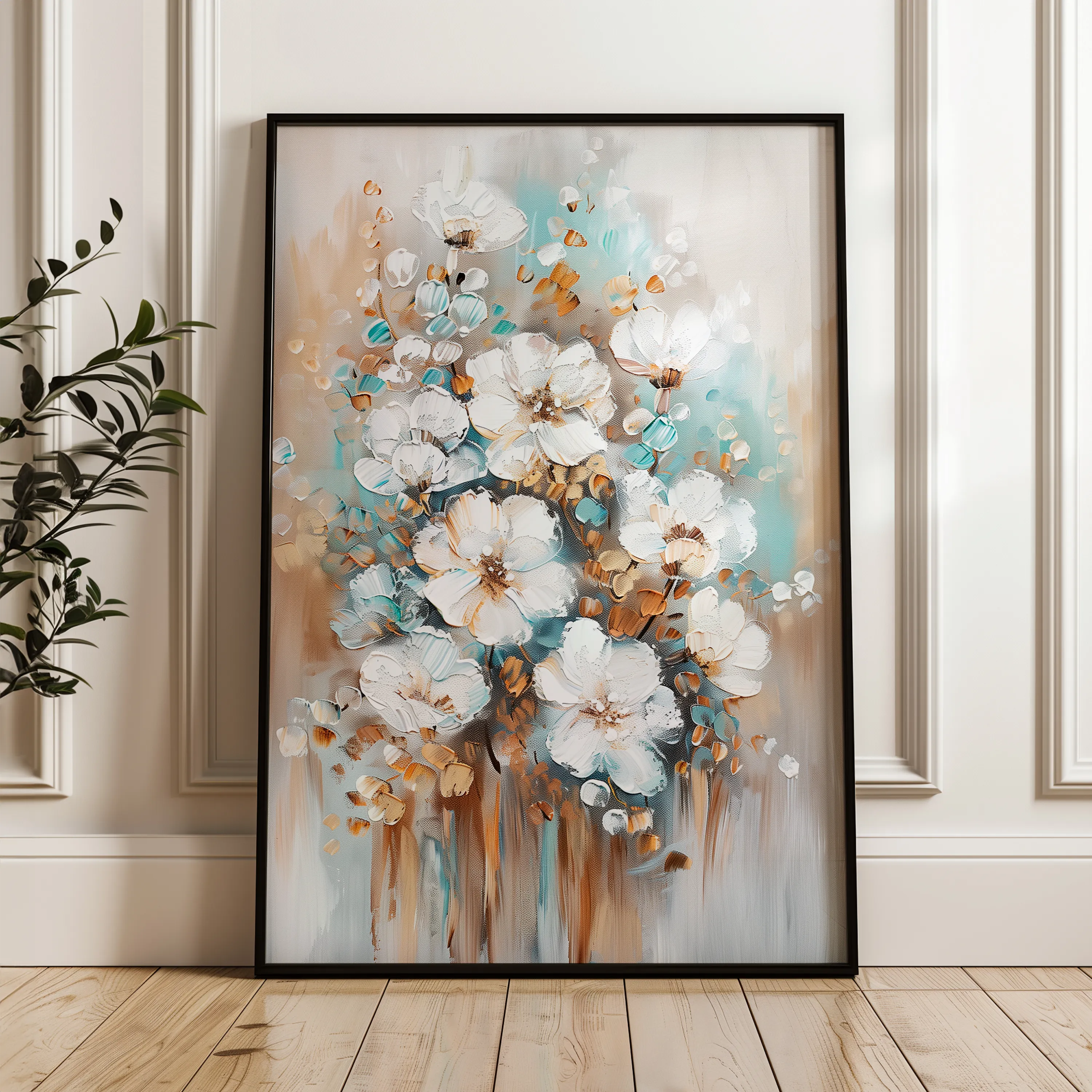 Floral 815 Canvas Art 18" x 24" / 45 x 60 cm / Black