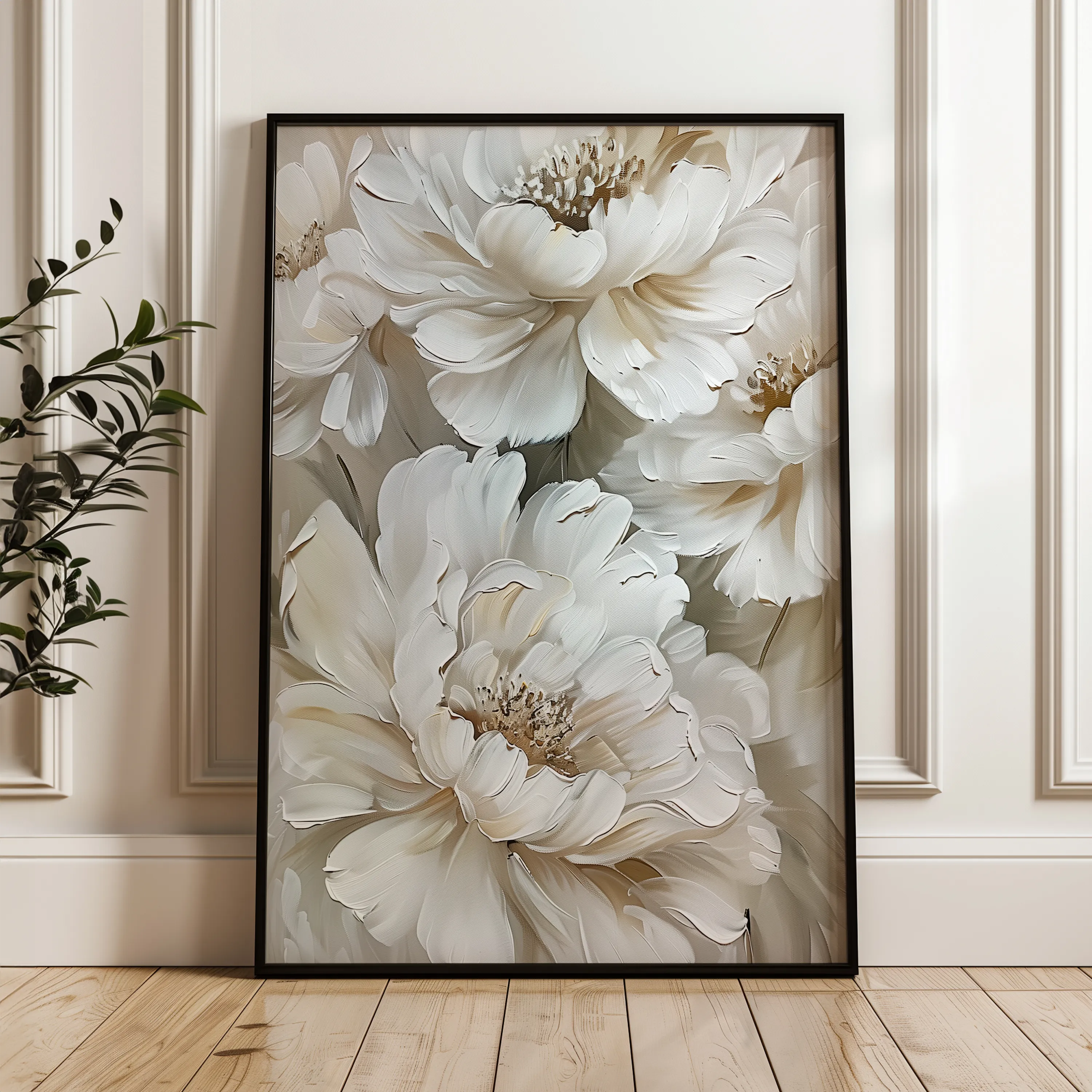 Floral 817 Canvas Art 18" x 24" / 45 x 60 cm / Black