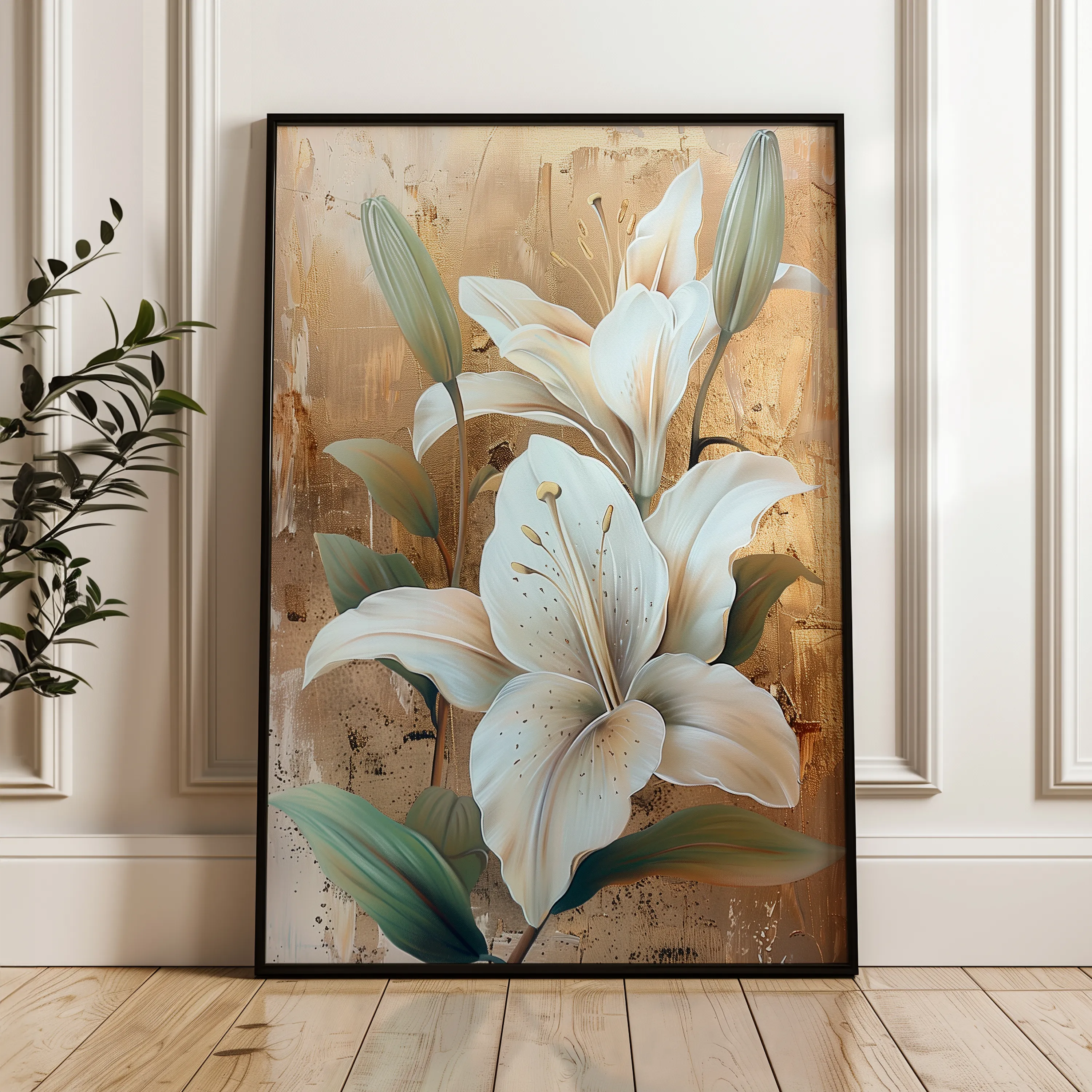Floral 818 Canvas Art 18" x 24" / 45 x 60 cm / Black