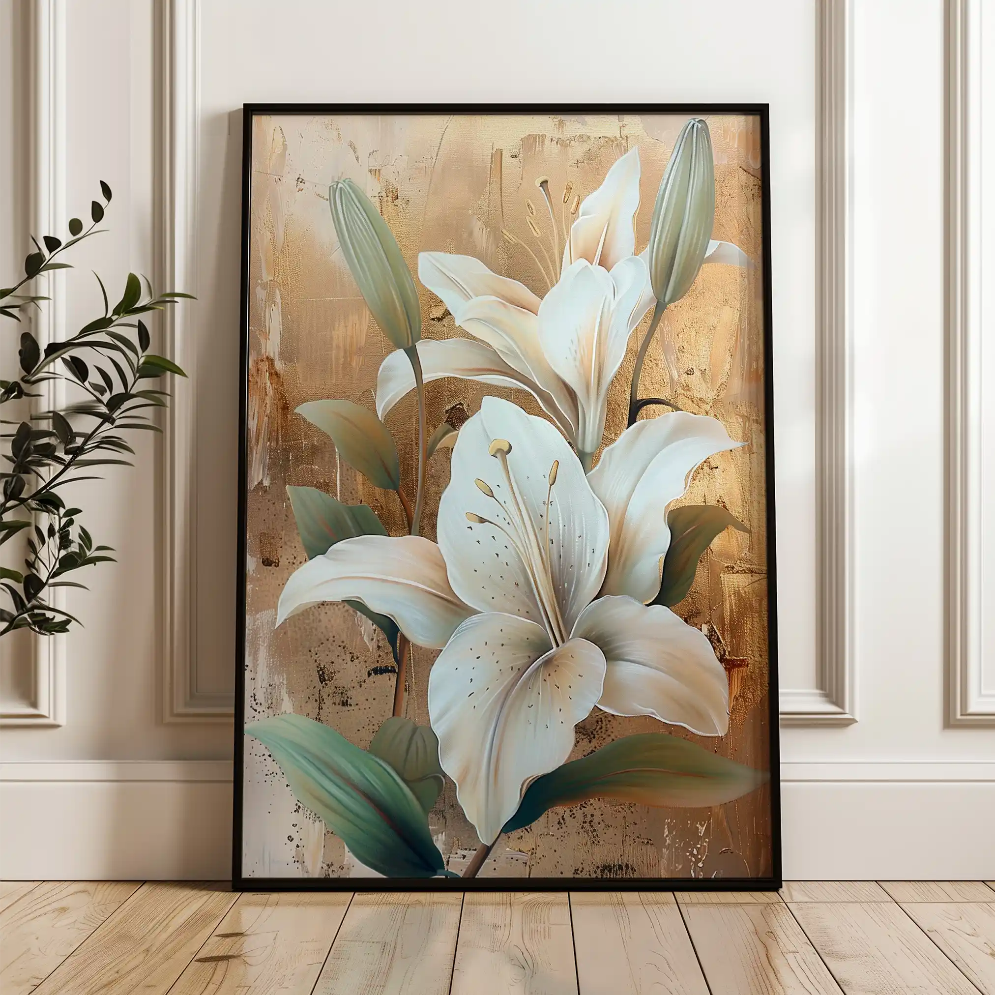 Floral 818 Canvas Art 60 x 40 cm / Black