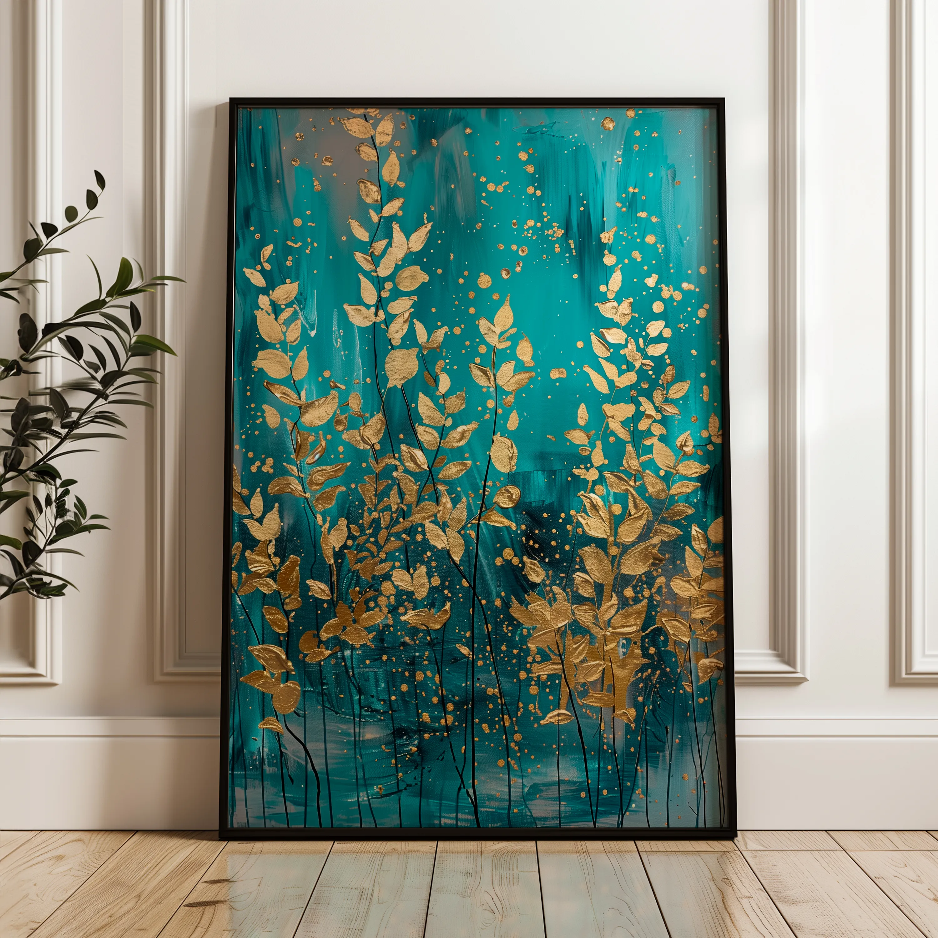 Floral 819 Canvas Art 18" x 24" / 45 x 60 cm / Black
