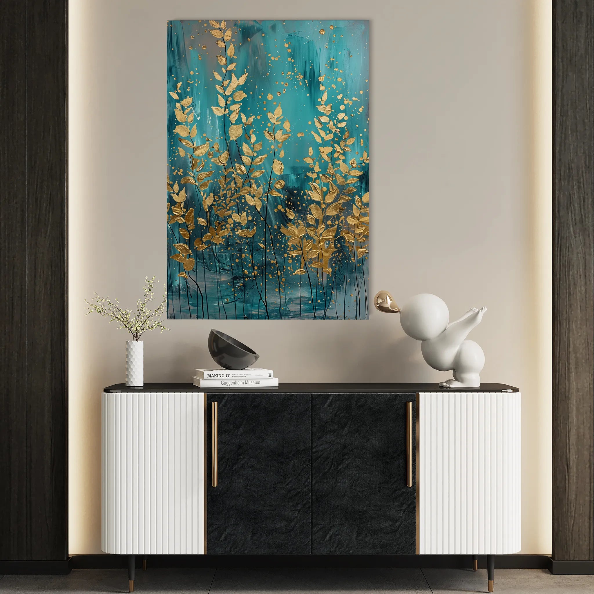 Floral 819 Canvas Art 18" x 24" / 45 x 60 cm / Black