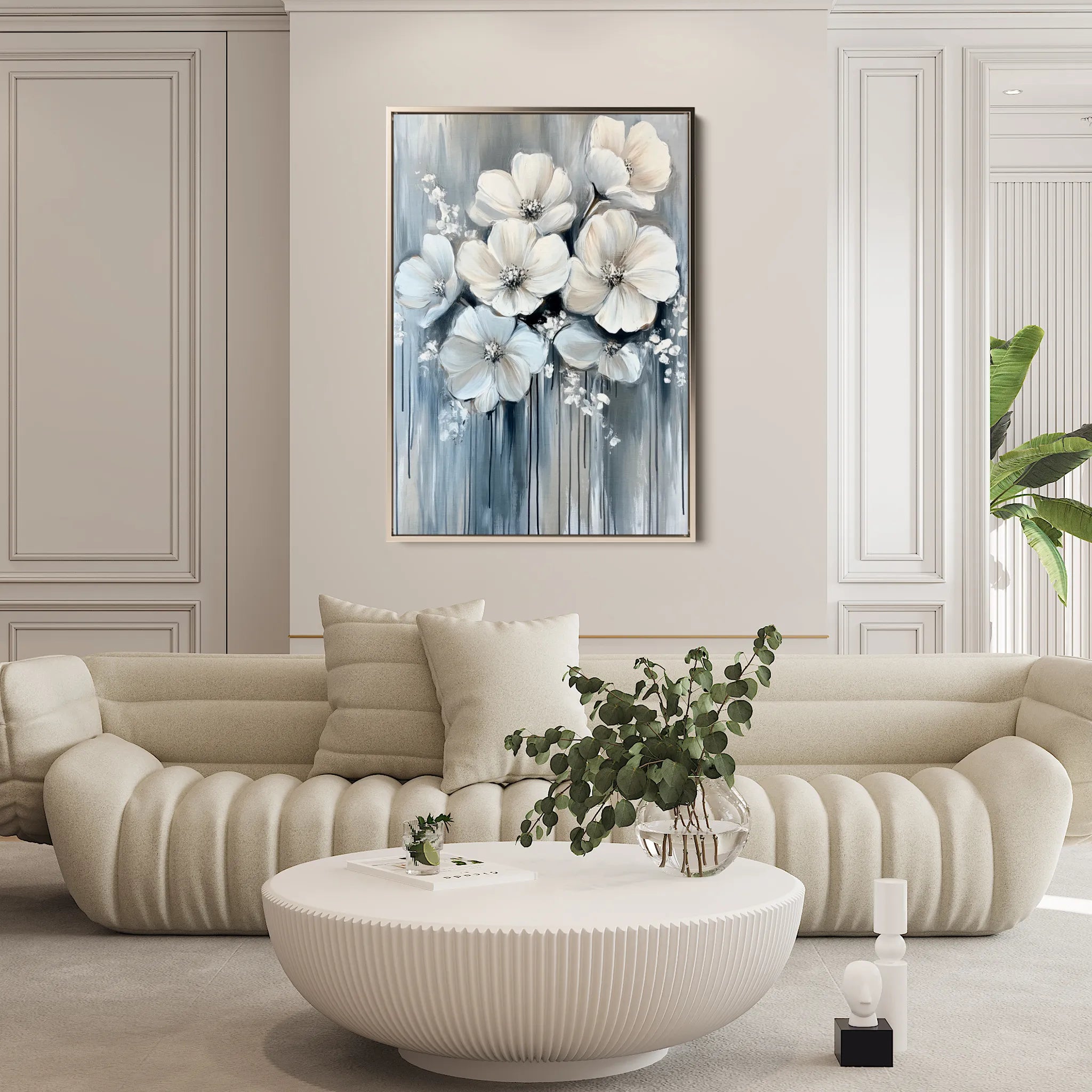 Floral 820 Canvas Art 18" x 24" / 45 x 60 cm / Black