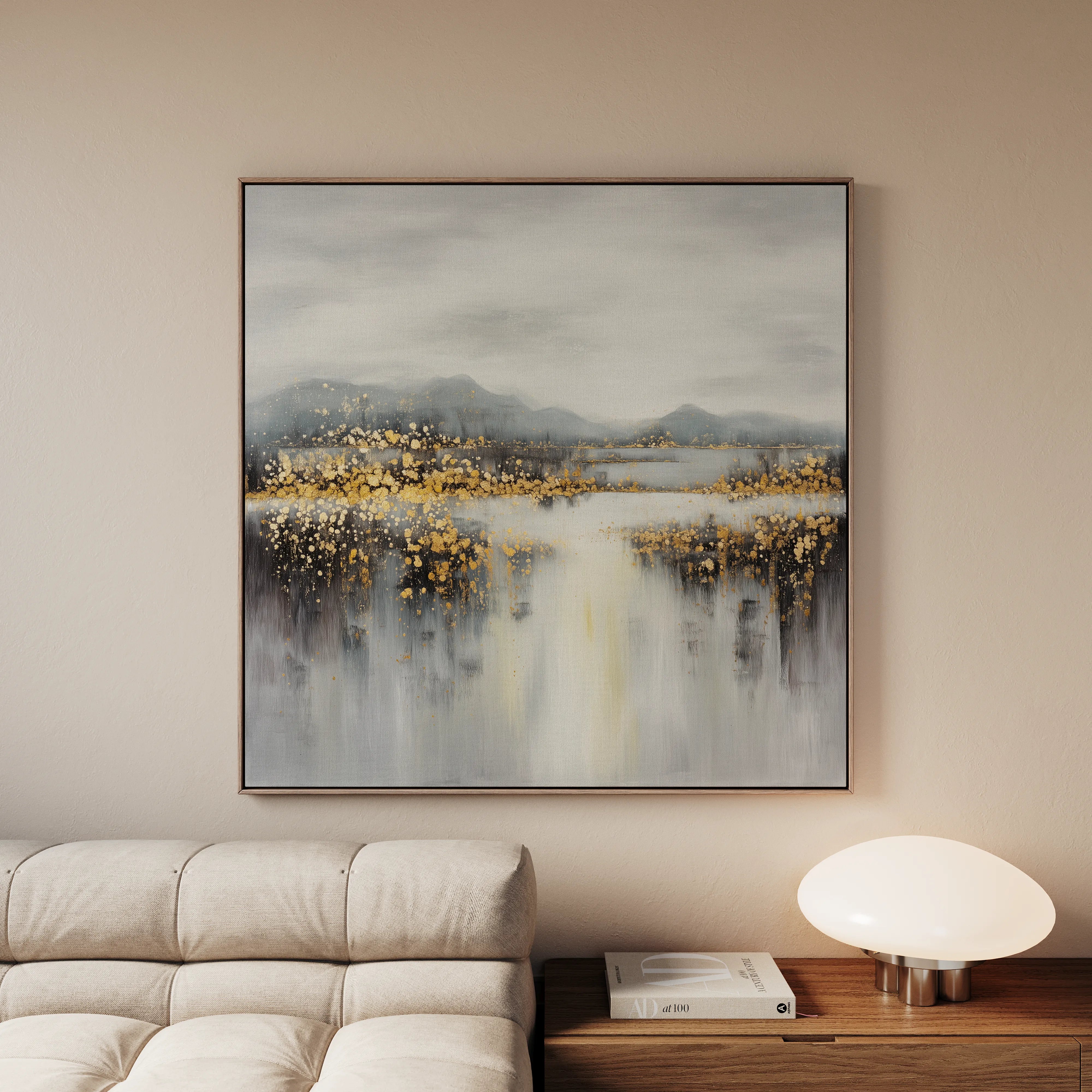 Abstract 821 Canvas Art 16" x 16" / 40 x 40 cm / Black
