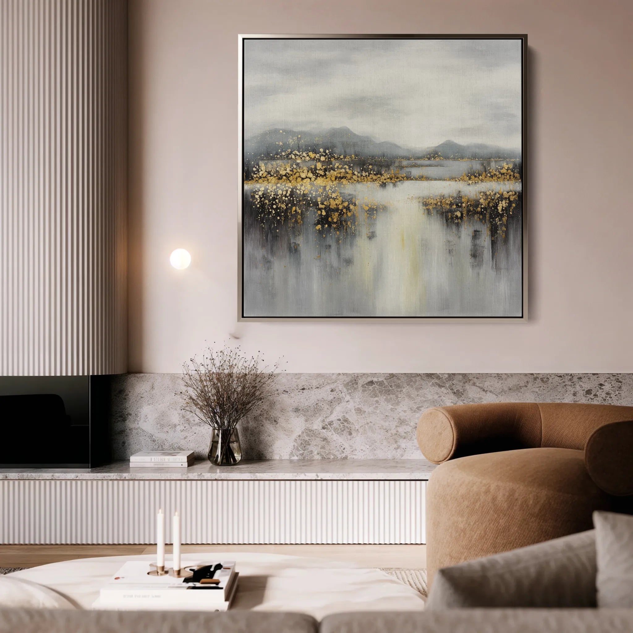 Abstract 821 Canvas Art 16" x 16" / 40 x 40 cm / Black