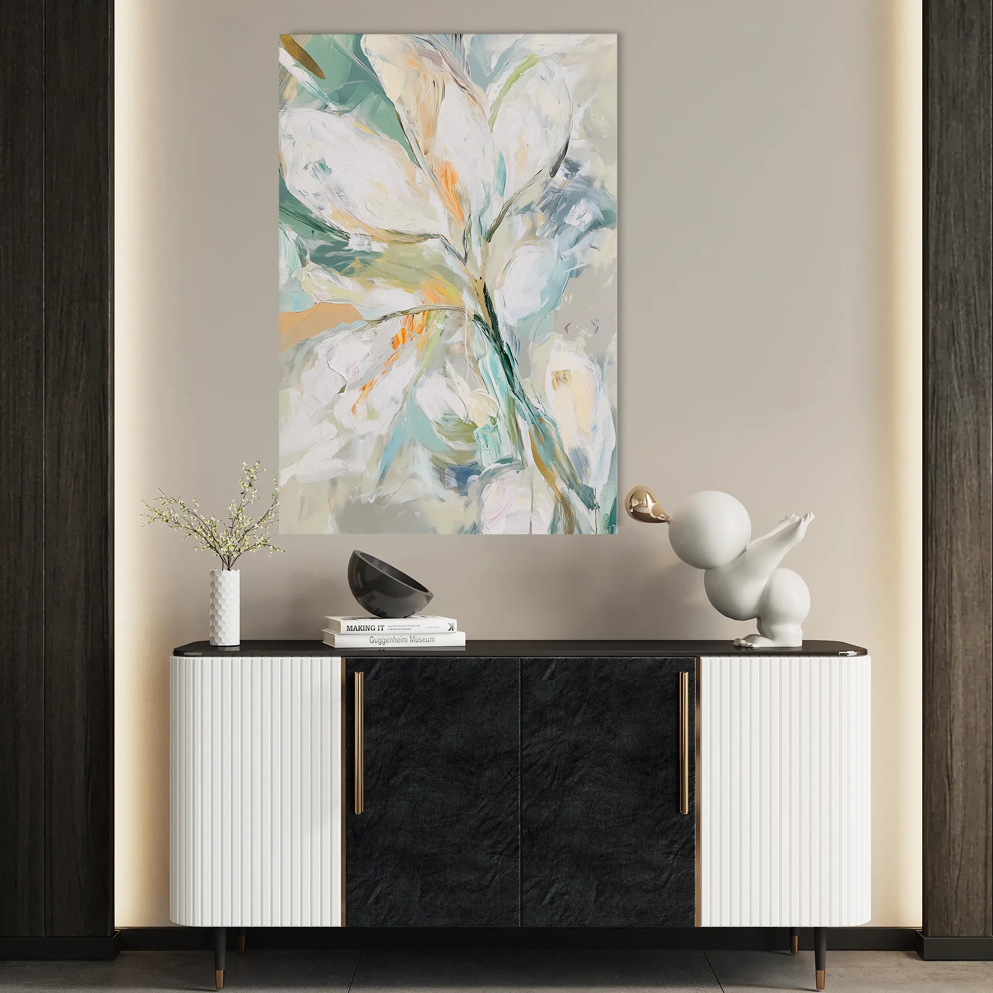 Floral 821 Canvas Art 18" x 24" / 45 x 60 cm / Black