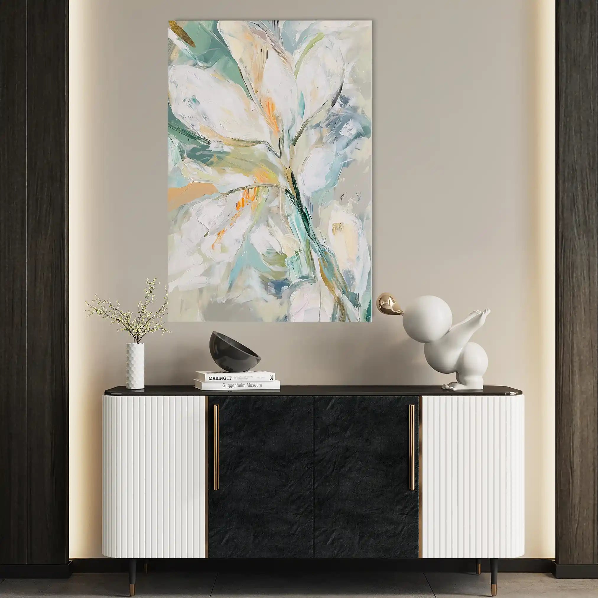 Floral 821 Canvas Art 60 x 40 cm / Black